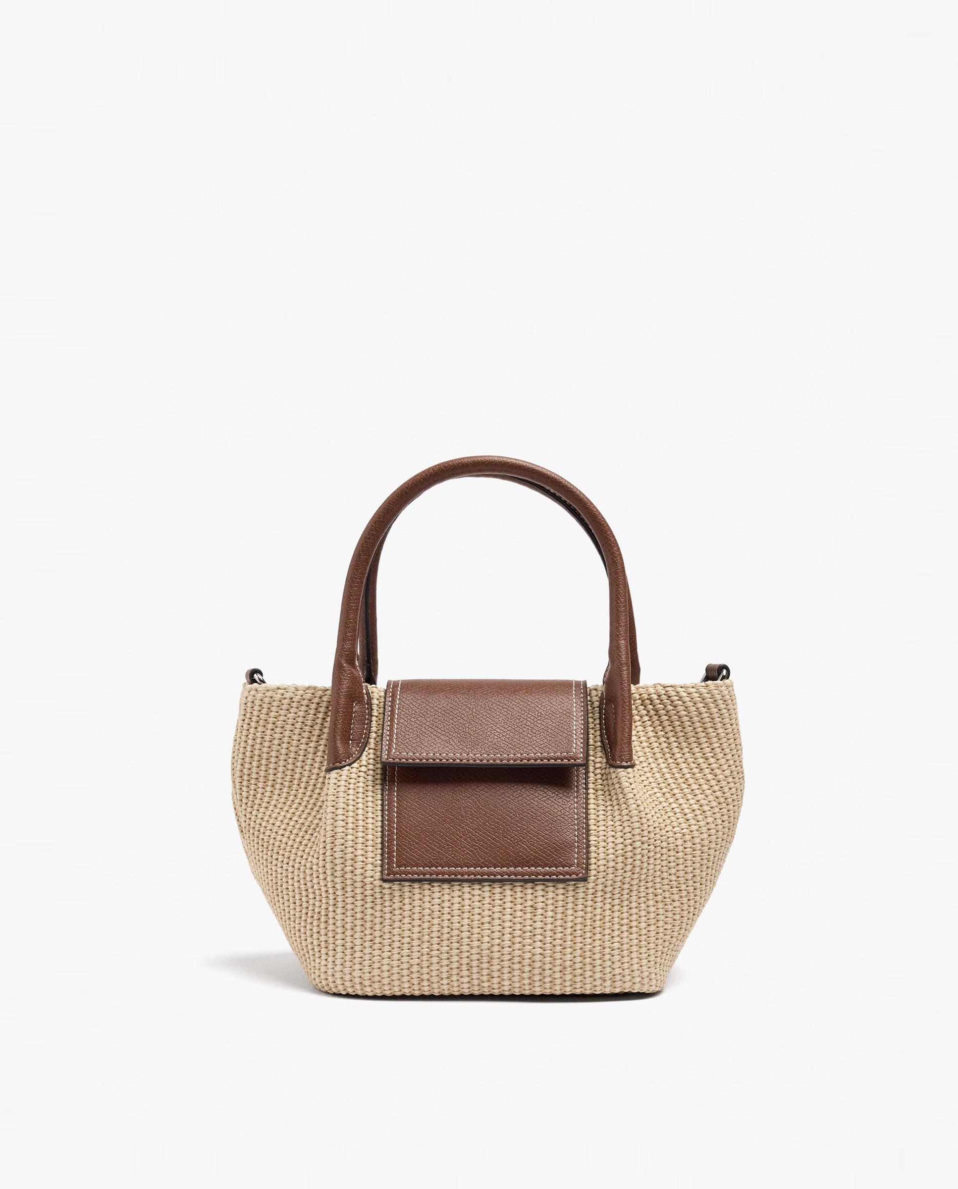 Bolso de mano estilo tote convertible a bandolera con cierre imantado en liso - Parfois - Natural Natural-1