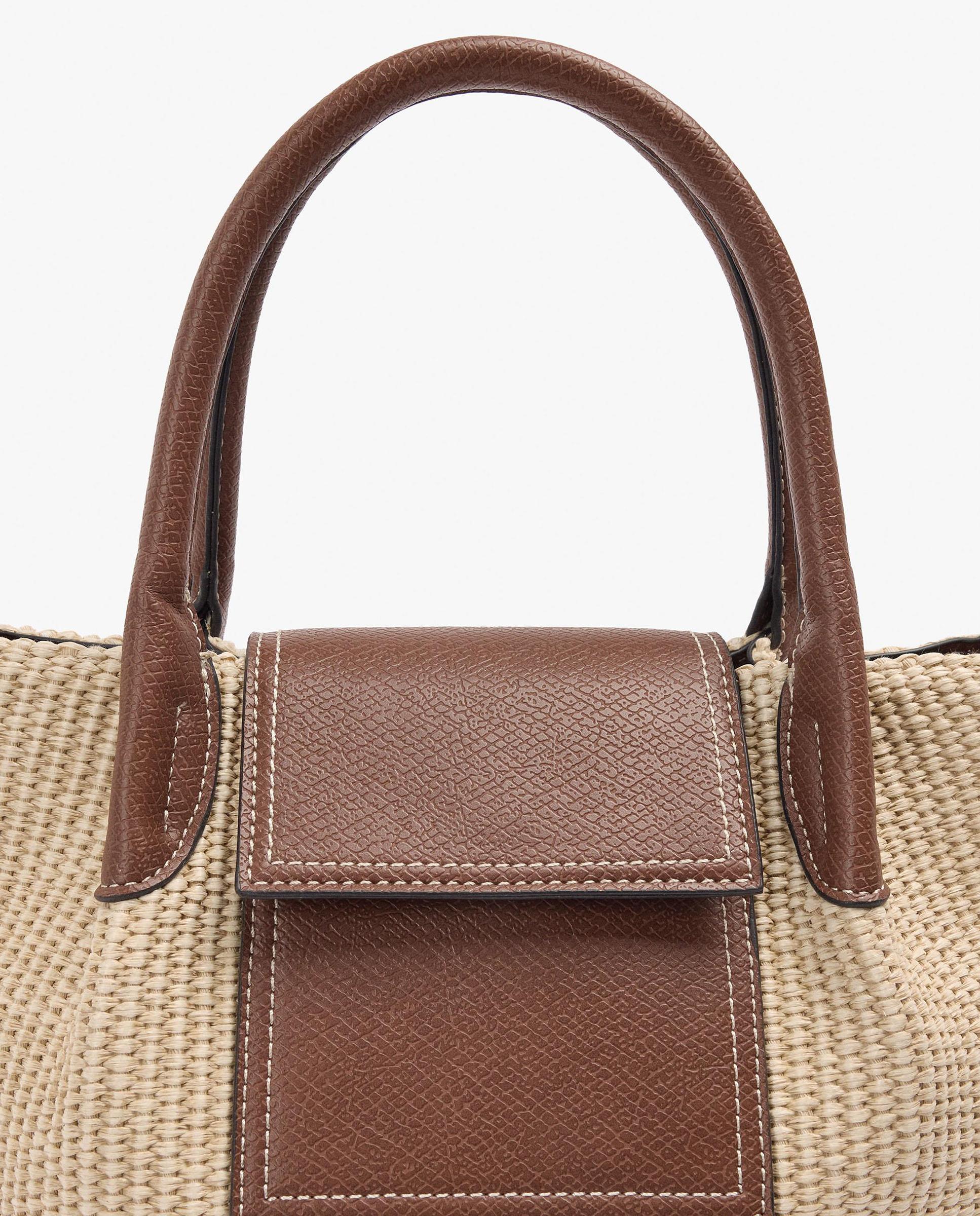 Bolso de mano estilo tote convertible a bandolera con cierre imantado en liso - Parfois - Natural Natural-3