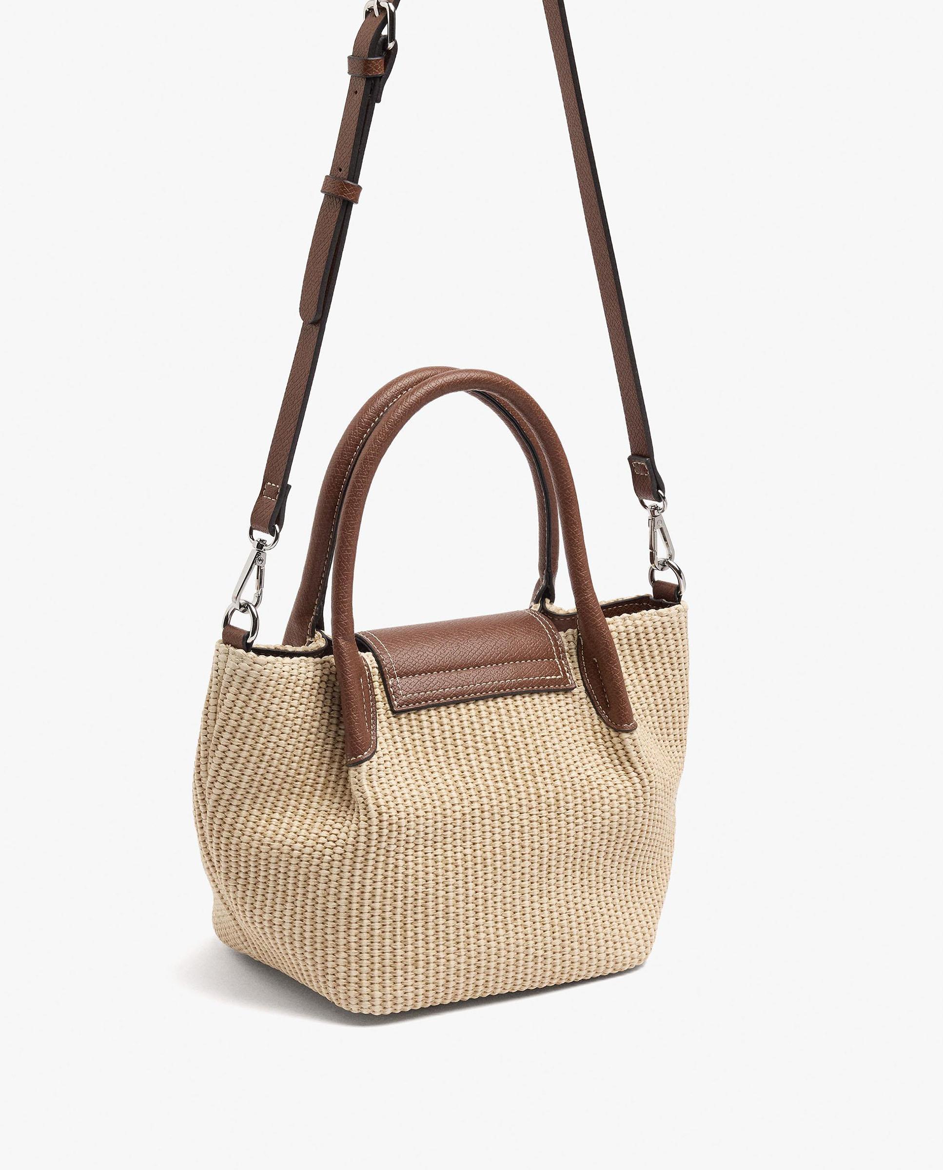 Bolso de mano estilo tote convertible a bandolera con cierre imantado en liso - Parfois - Natural Natural-2
