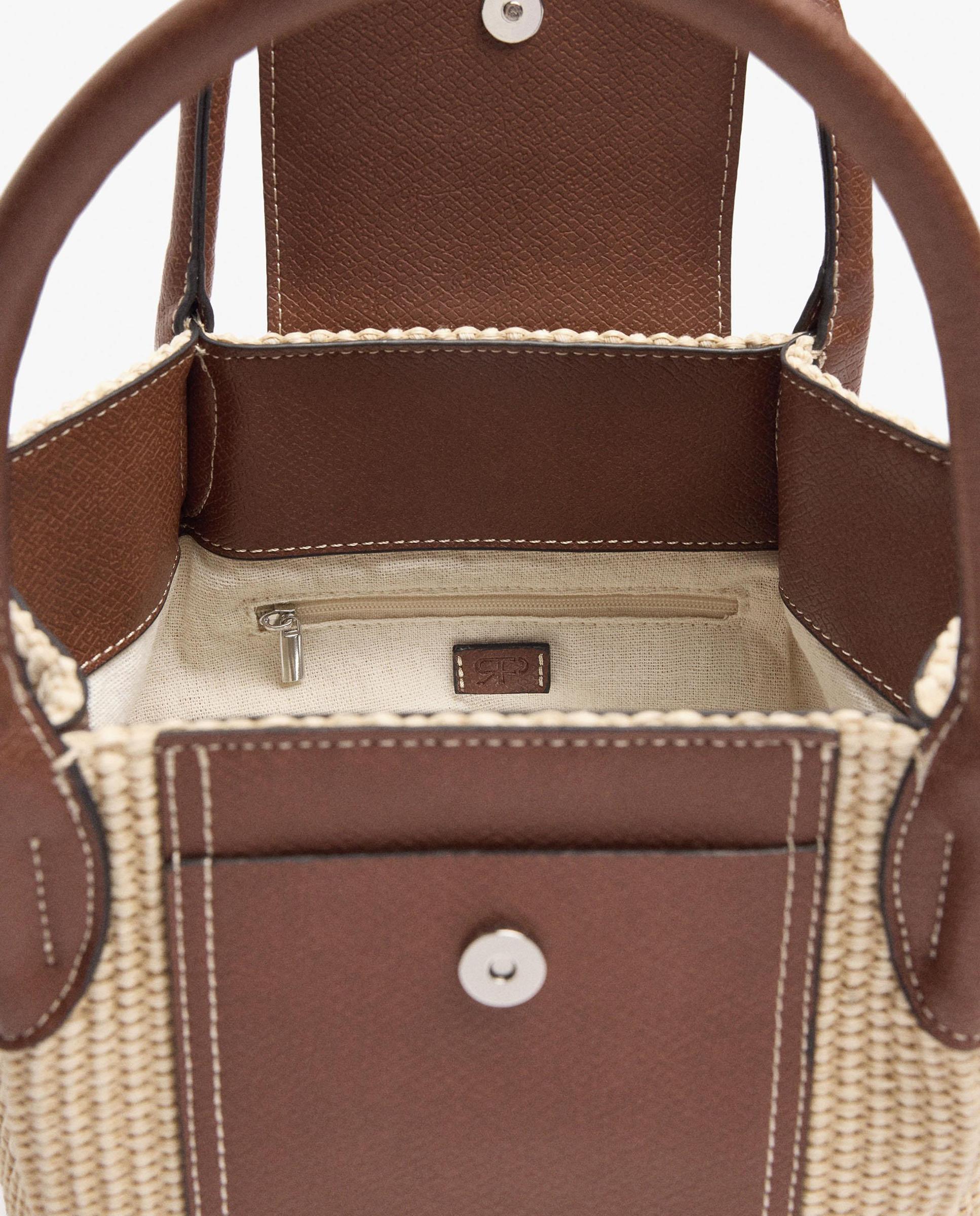 Bolso de mano estilo tote convertible a bandolera con cierre imantado en liso - Parfois - Natural Natural-4