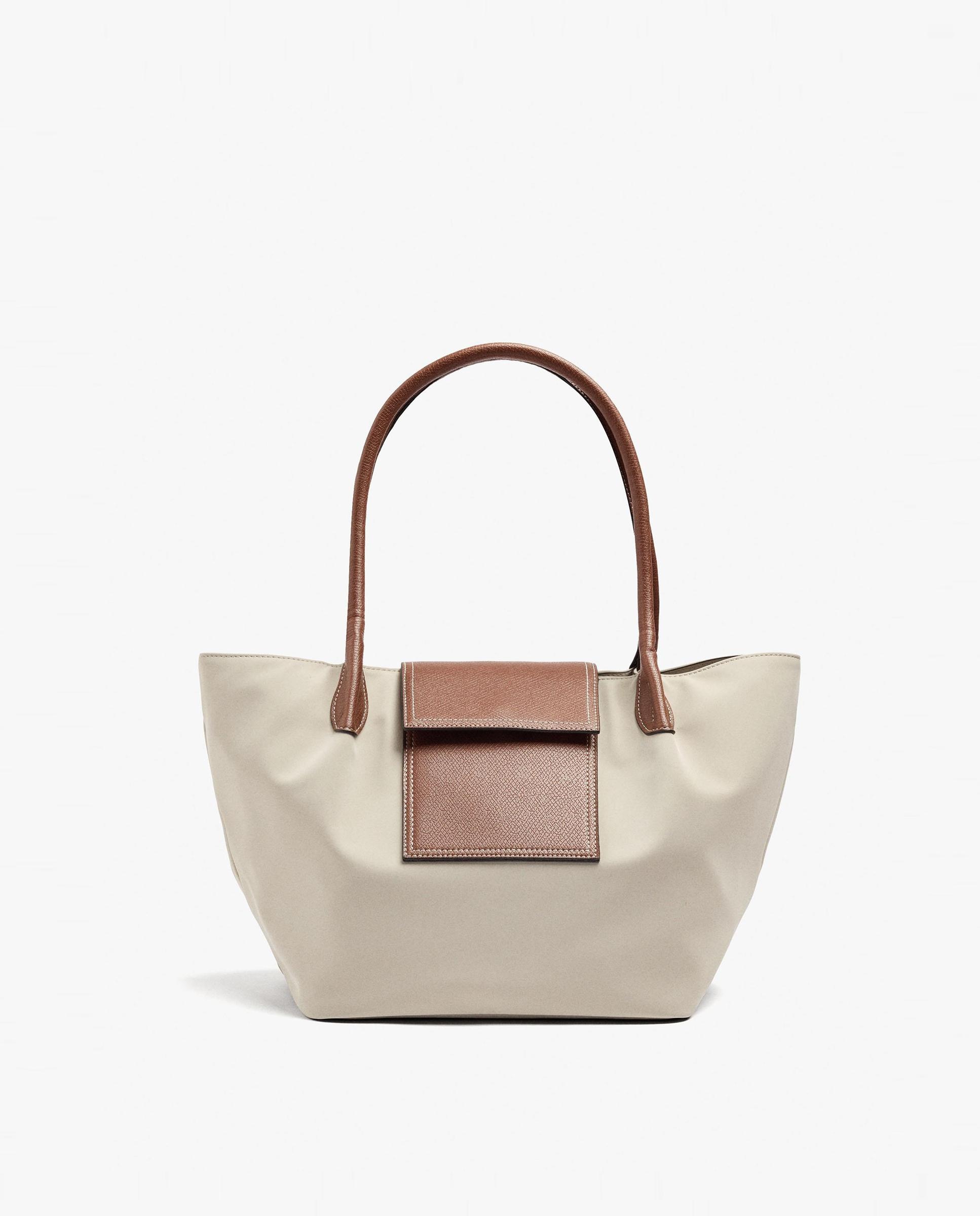 Shopper con cierre imantado en liso - Parfois - Crudo Crudo-1