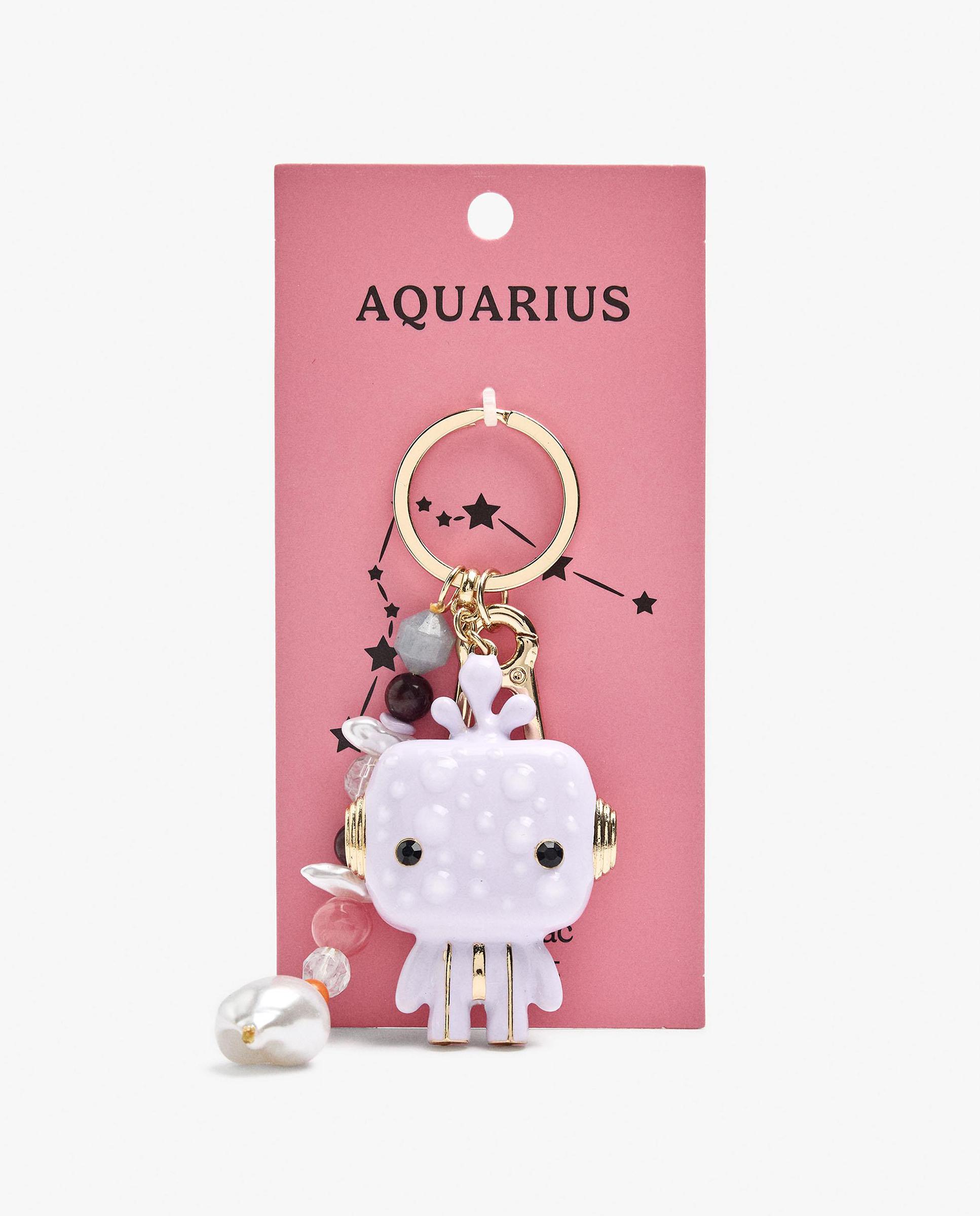 Llavero con charm de muñeco y signo del zodiaco acuario - Parfois - Multicolor Multicolor-4