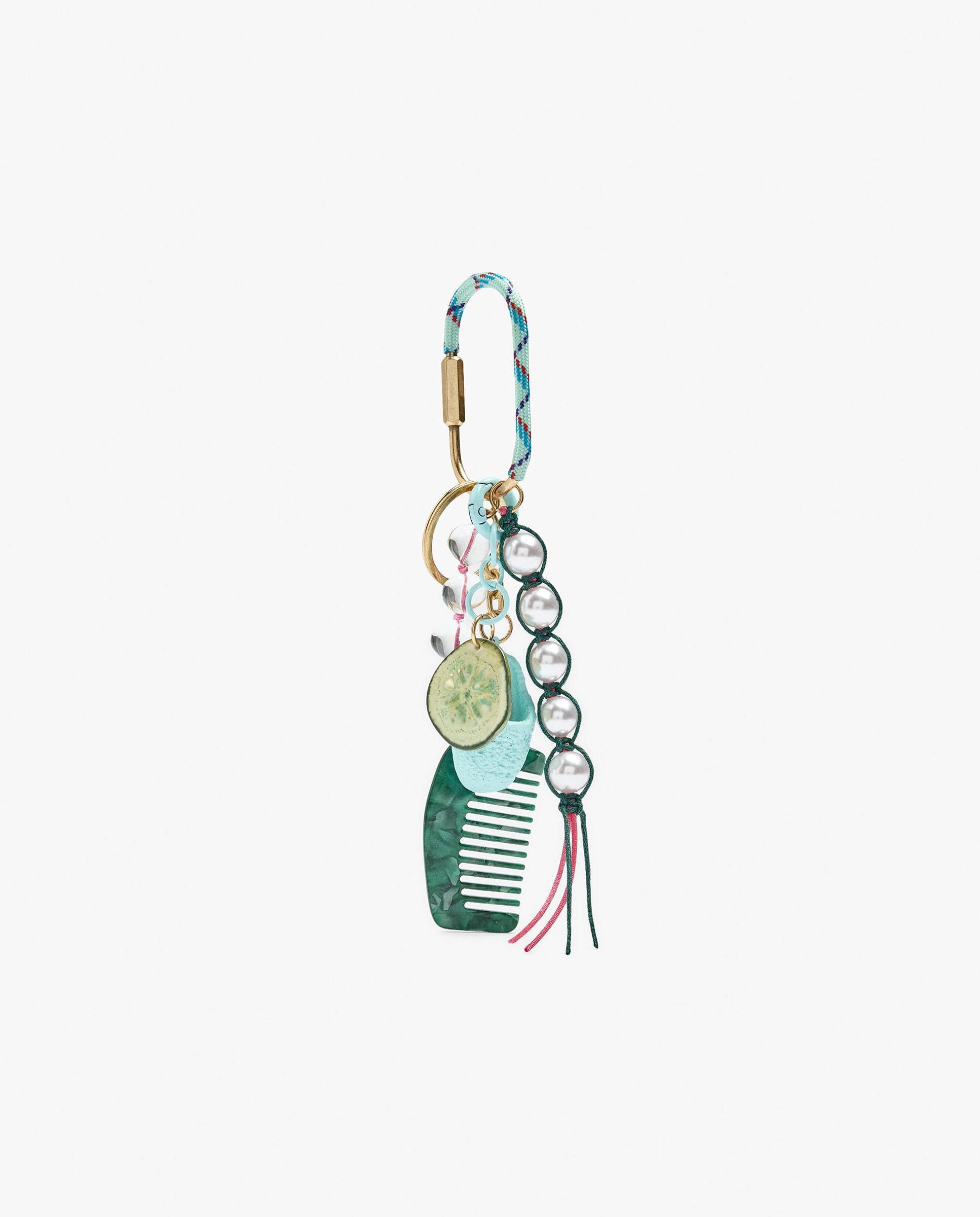 Llavero con charm de perlas y peine decorativo - Parfois - Multicolor Multicolor-1