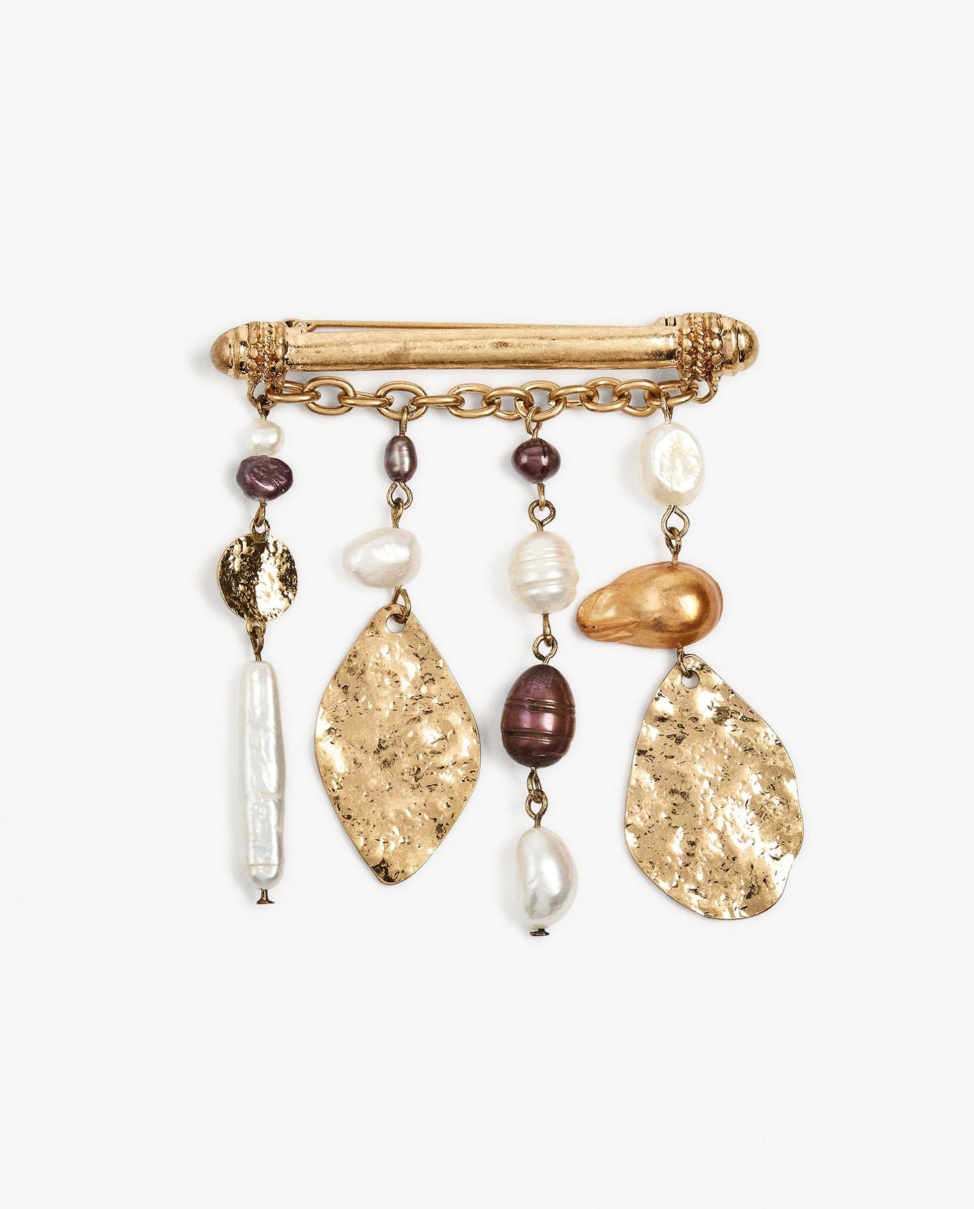 Imagen 0 de Broche con abalorios y perlas decorativas Multicolor