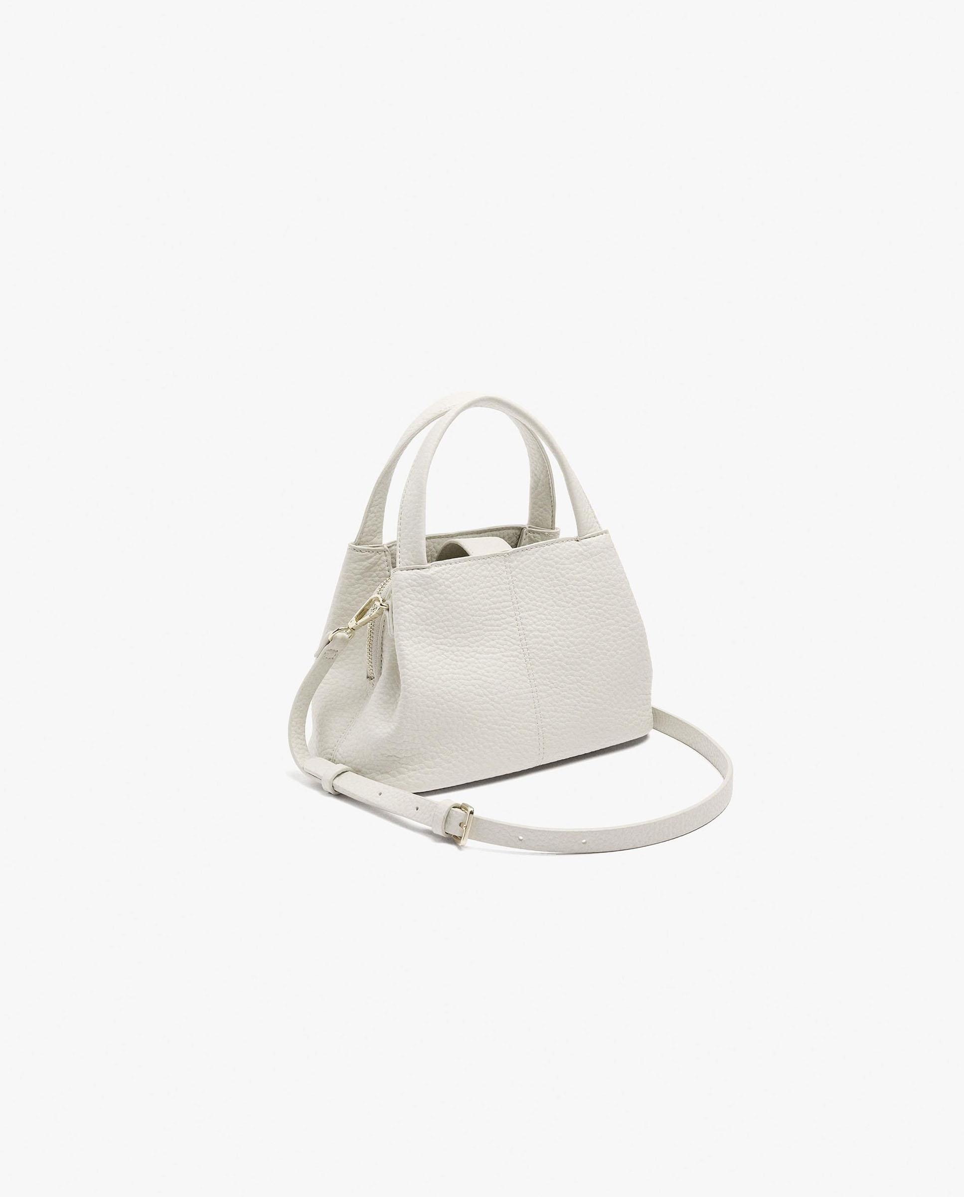 Bolso de mano estilo tote convertible a bandolera con cierre de cremallera en liso - Parfois - Crudo Crudo-2