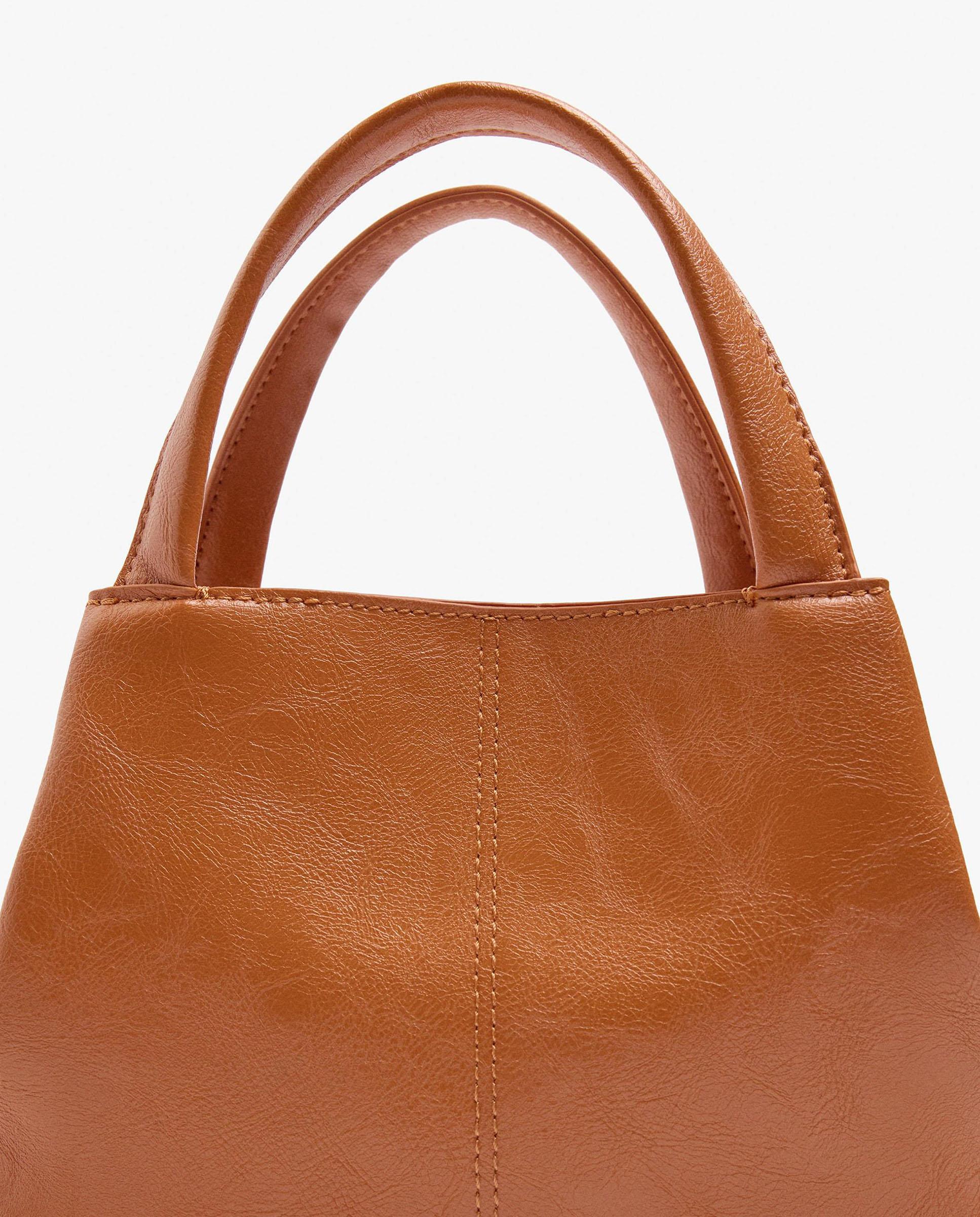Bolso de mano estilo tote convertible a bandolera con cierre de cremallera en liso - Parfois - Naranja Naranja-3