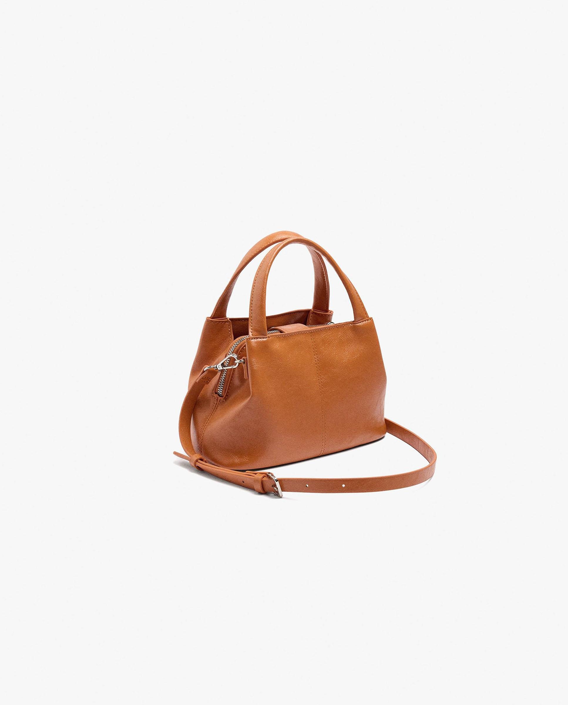 Bolso de mano estilo tote convertible a bandolera con cierre de cremallera en liso - Parfois - Naranja Naranja-2