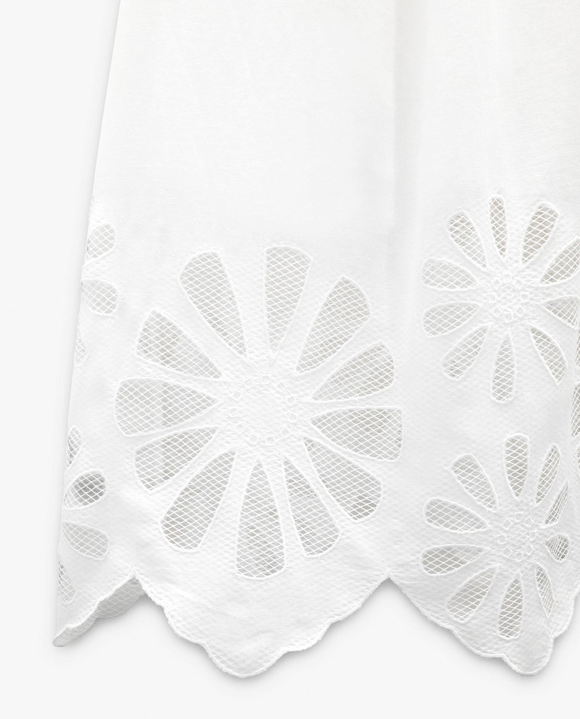 Vestido largo 100% algodón de tirantes con bordados - Parfois - Crudo Crudo-6