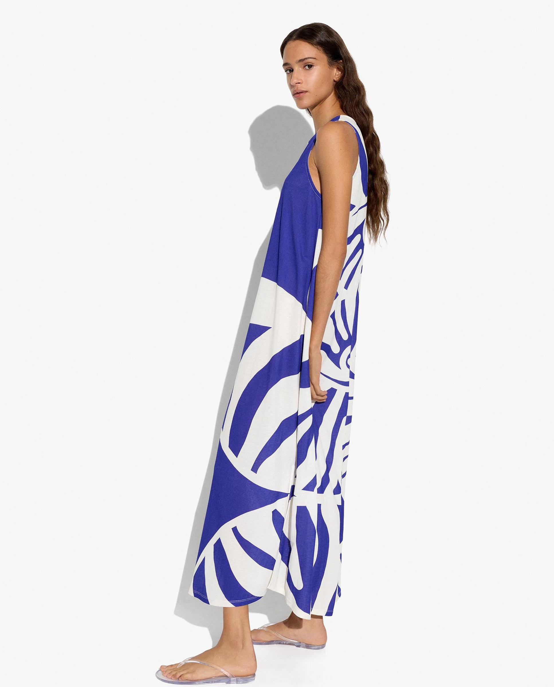 Vestido largo fluido con estampado floral - Parfois - Azul Azul-3