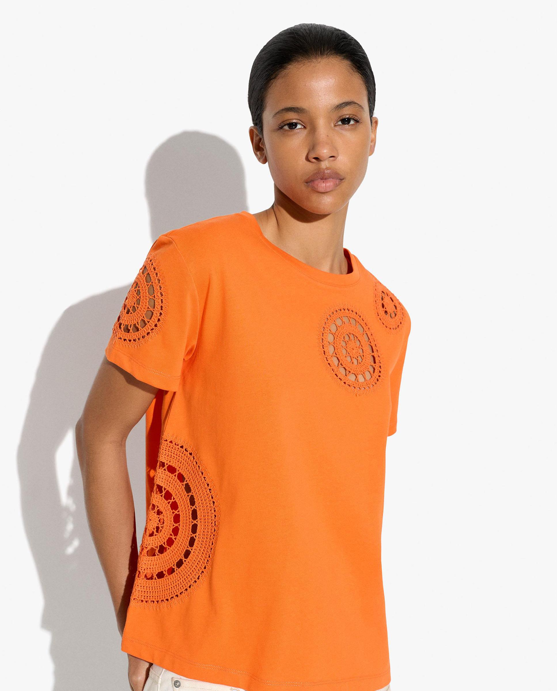 Parfois - Camiseta de mujer 100% algodón de manga corta con bordados.