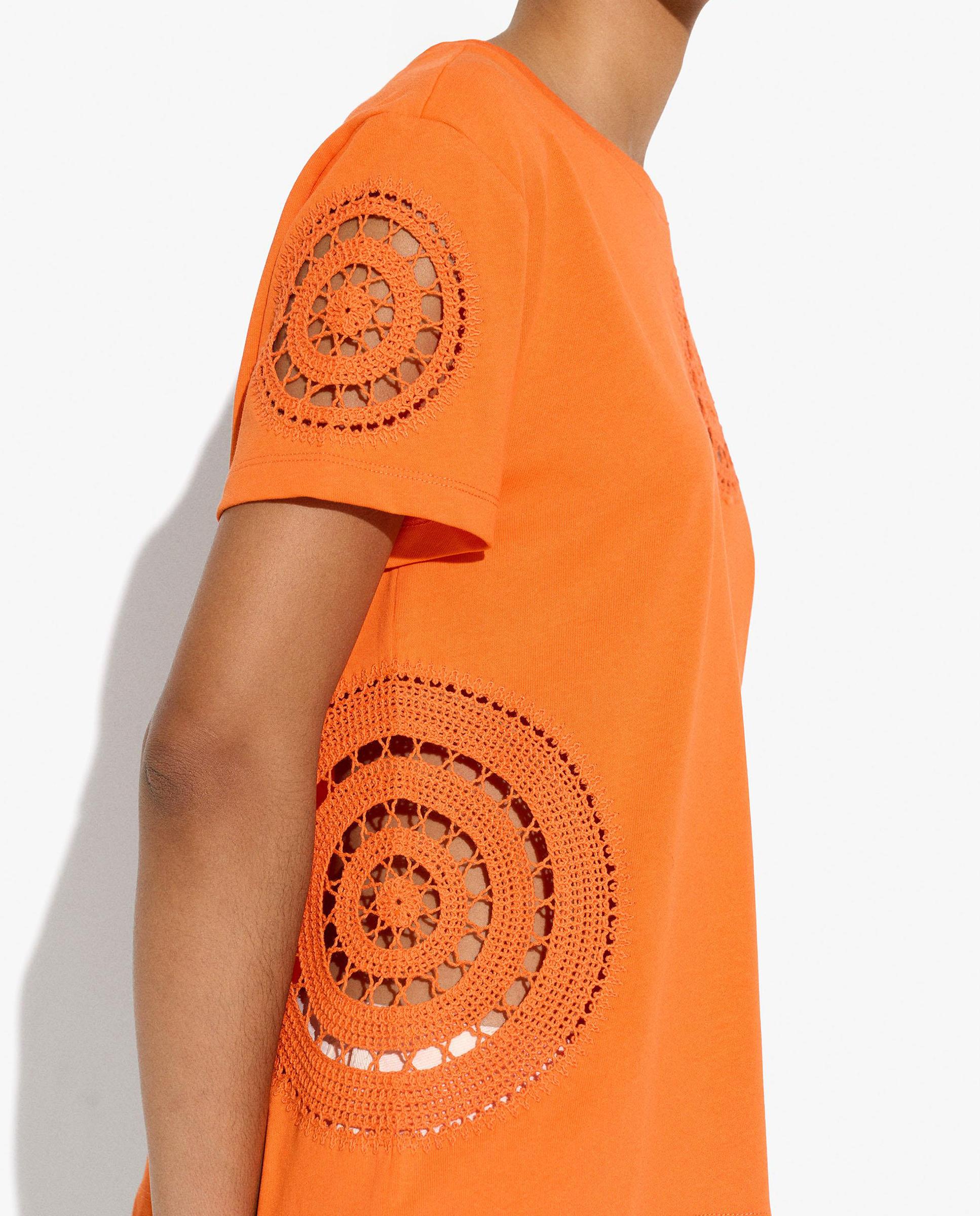 Camiseta de mujer 100% algodón de manga corta con bordados - Parfois - Naranja Naranja-3