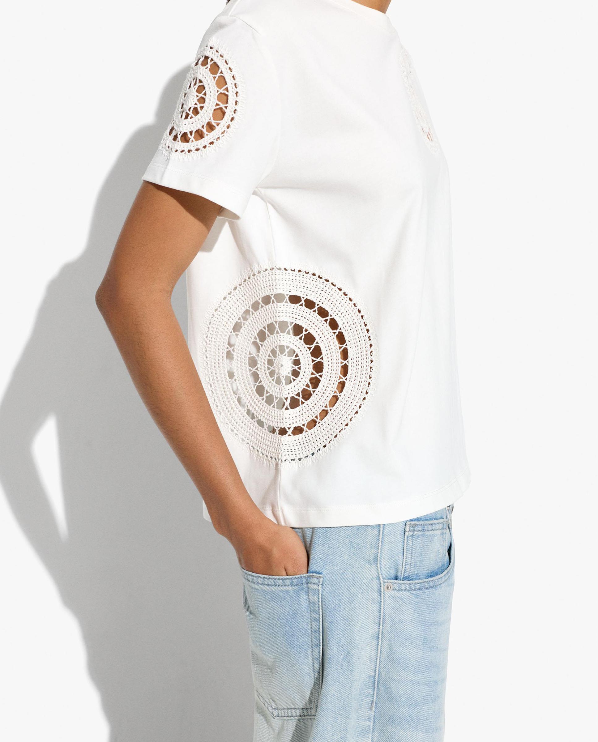 Camiseta de mujer 100% algodón de manga corta con bordados - Parfois - Blanco Blanco-2