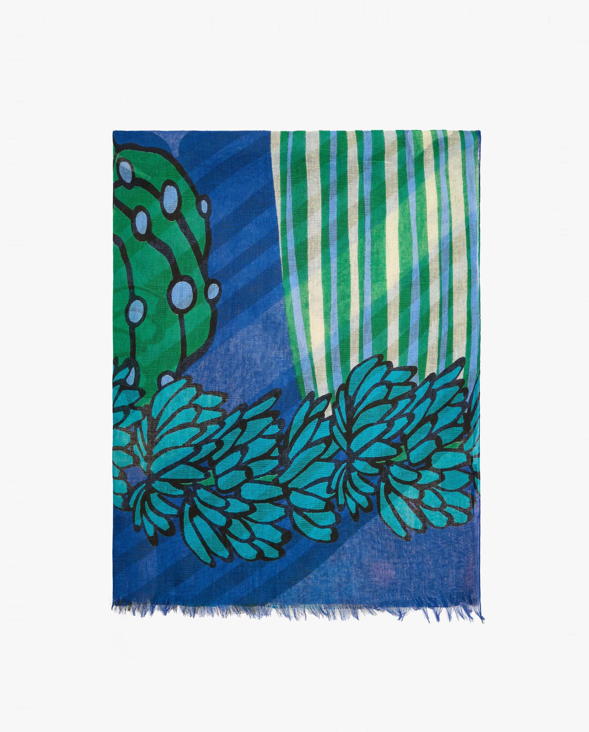 Pañuelo 100% algodón con pespuntes y estampados - Parfois - Azul Azul-1