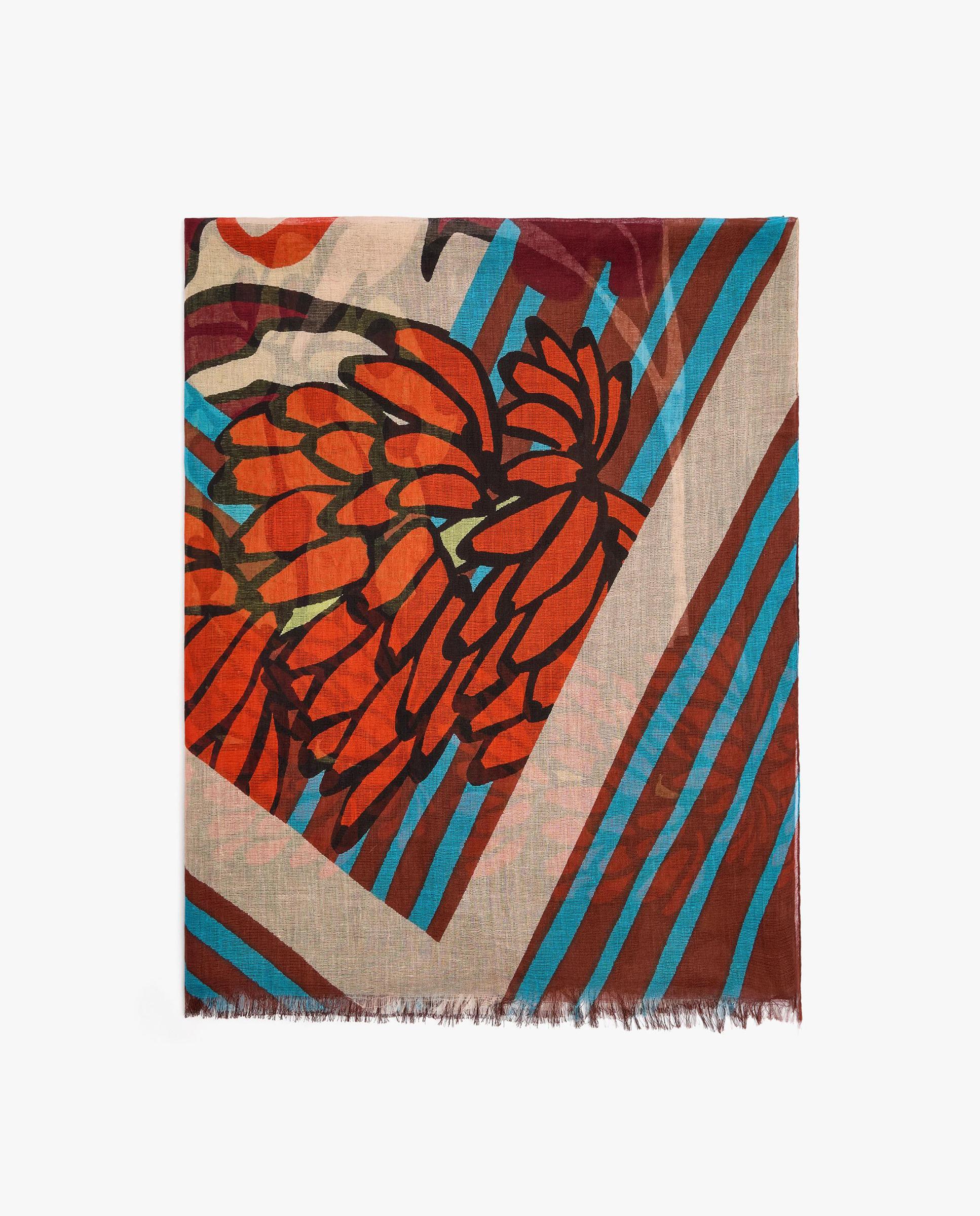 Pañuelo 100% algodón con pespuntes y estampados - Parfois - Burdeos Burdeos-1