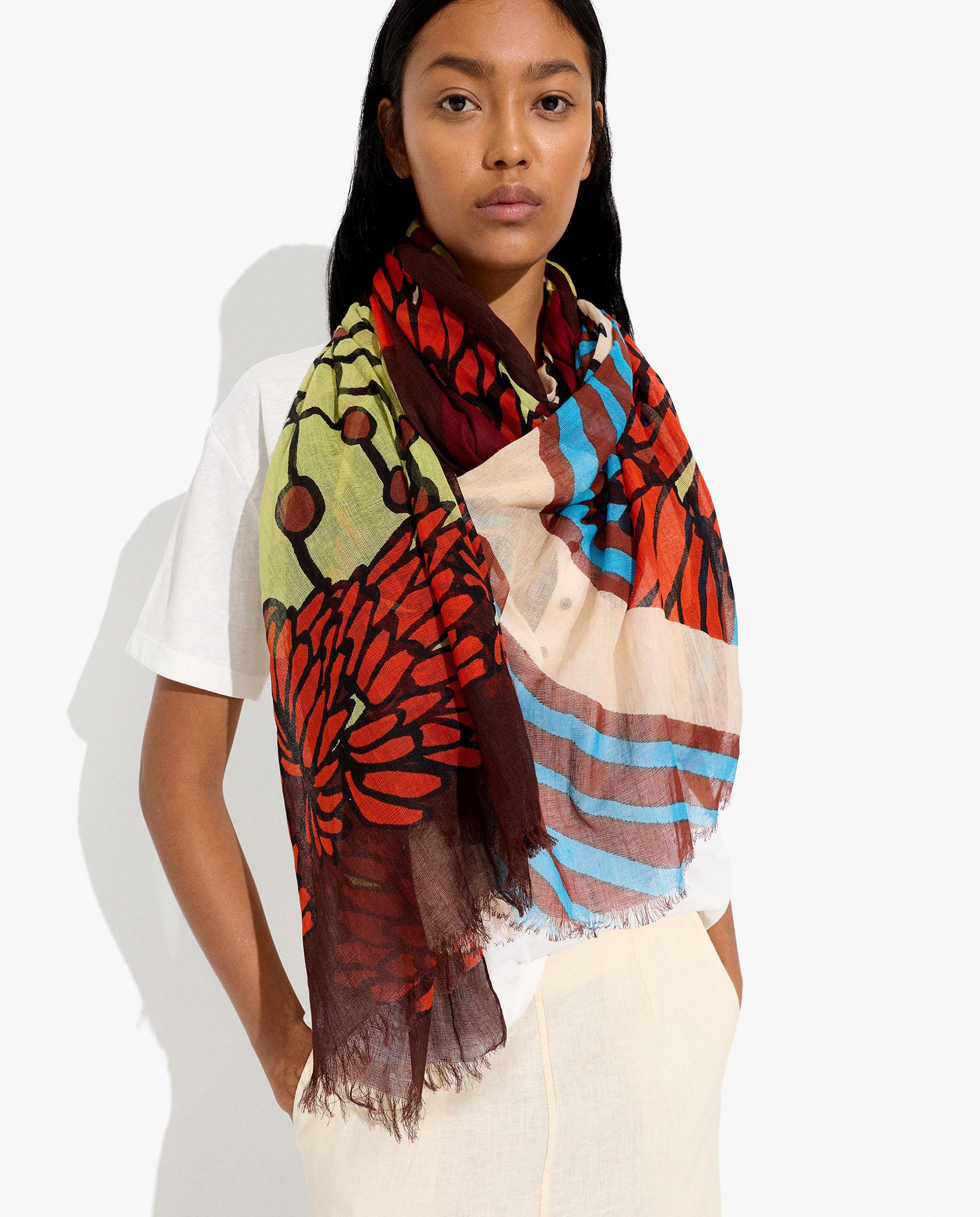 Pañuelo 100% algodón con pespuntes y estampados - Parfois - Burdeos Burdeos-2