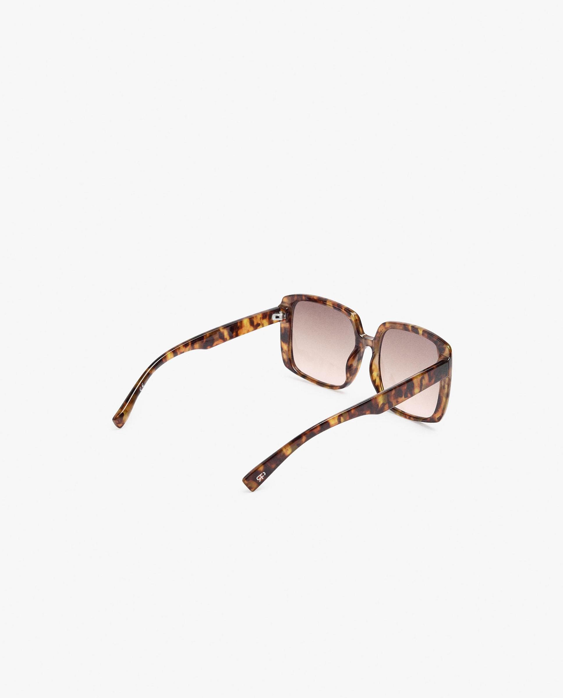 Gafas de sol de mujer parfois con protección uv y forma rectangular con estampado animal print - Marrón Marrón-2