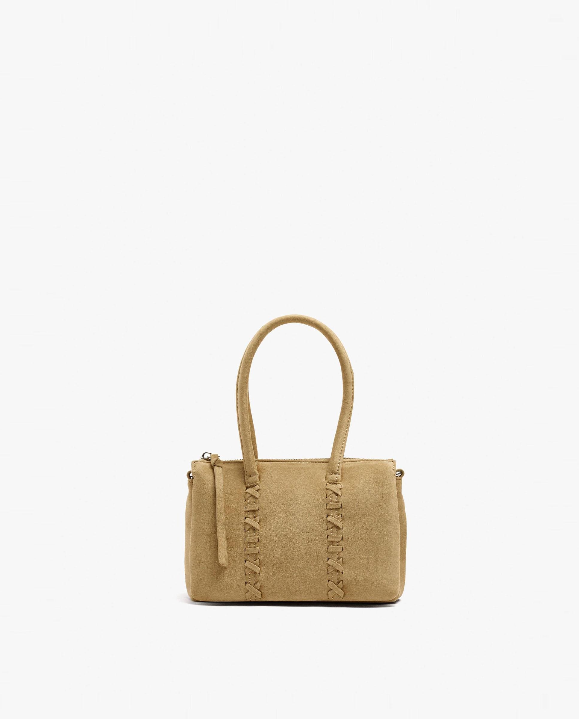 Bolso de mano multiposición con detalles trenzados y cierre de cremallera en liso - Parfois - Camel Camel-1