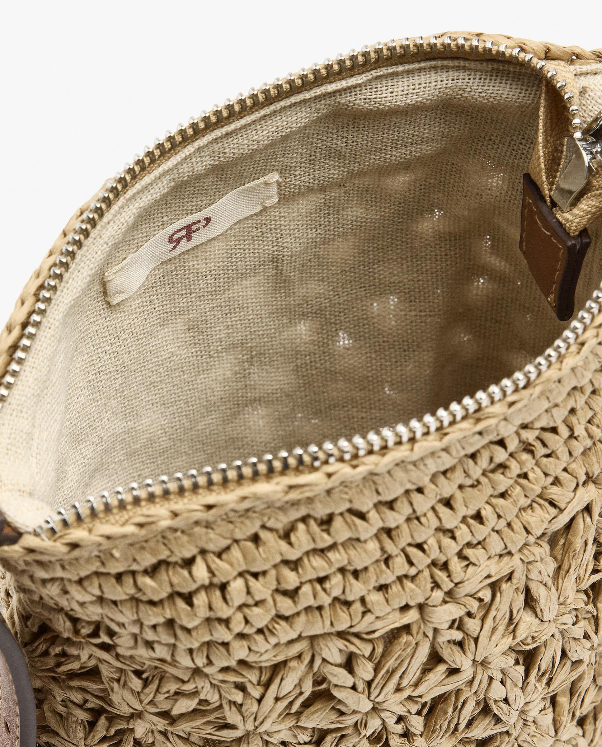 Bolso para móvil convertible a bandolera efecto rafia con cierre de cremallera y colgante extraíble - Parfois - Natural Natural-4