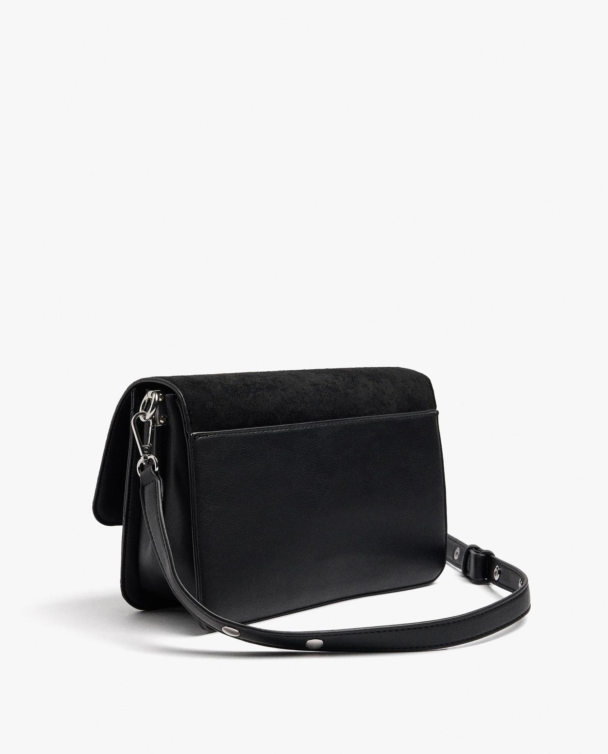 Bandolera de mujer con solapa y cierre imantado en liso - Parfois - Negro Negro-2
