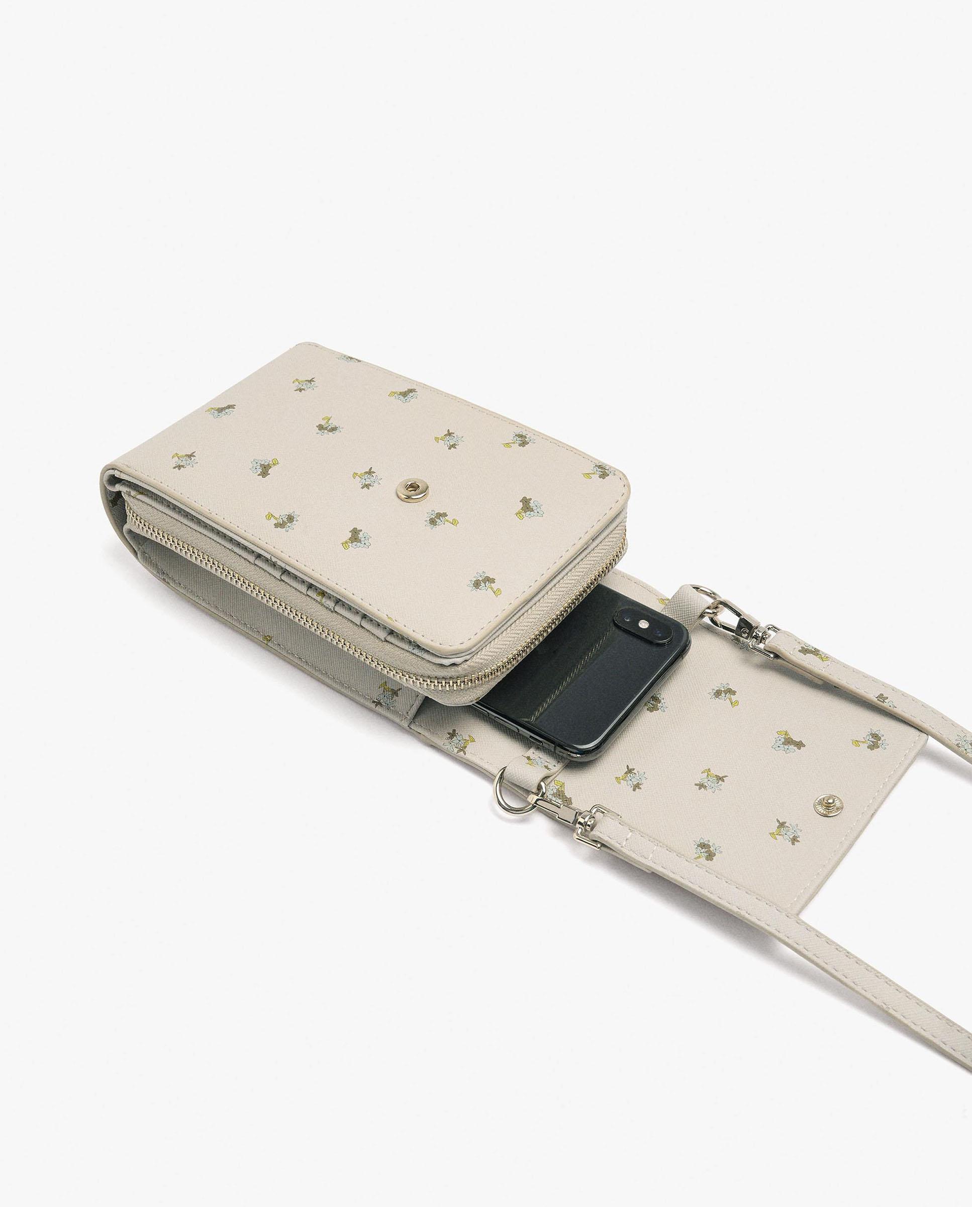 Bolso para móvil convertible a bandolera con cierre de cremallera y estampado floral - Parfois - Beige Beige-3
