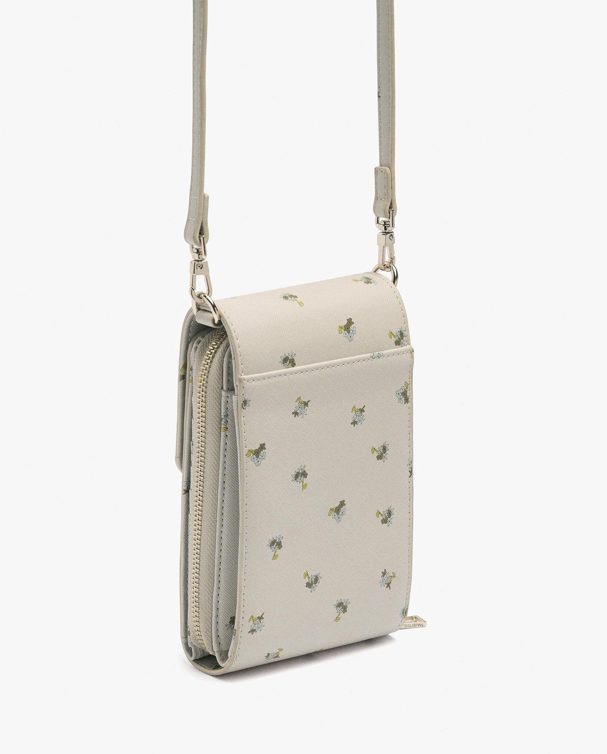 Bolso para móvil convertible a bandolera con cierre de cremallera y estampado floral - Parfois - Beige Beige-2