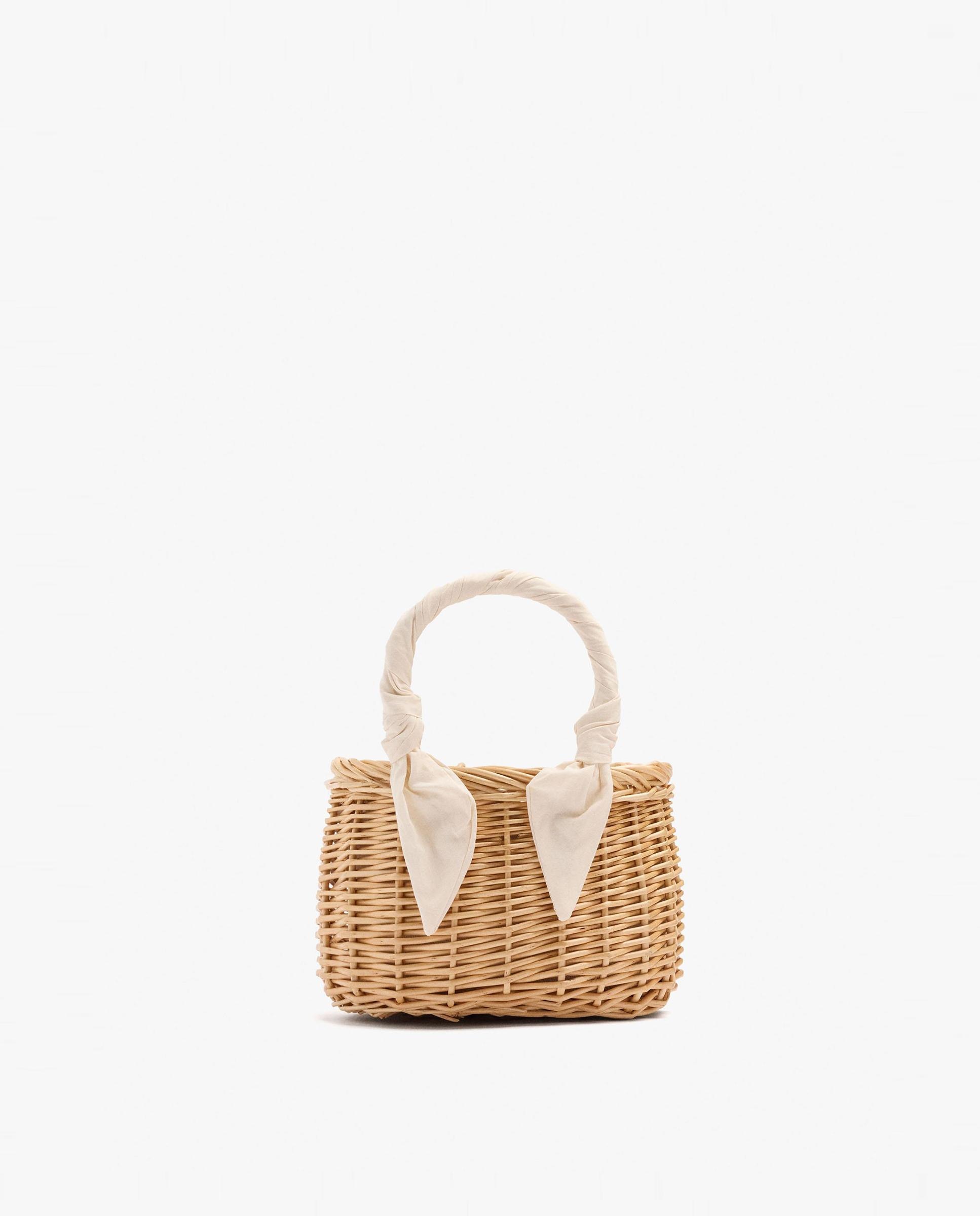 Bolso de mano estilo tote de mimbre con cierre de cuerda en liso - Parfois - Natural Natural-1