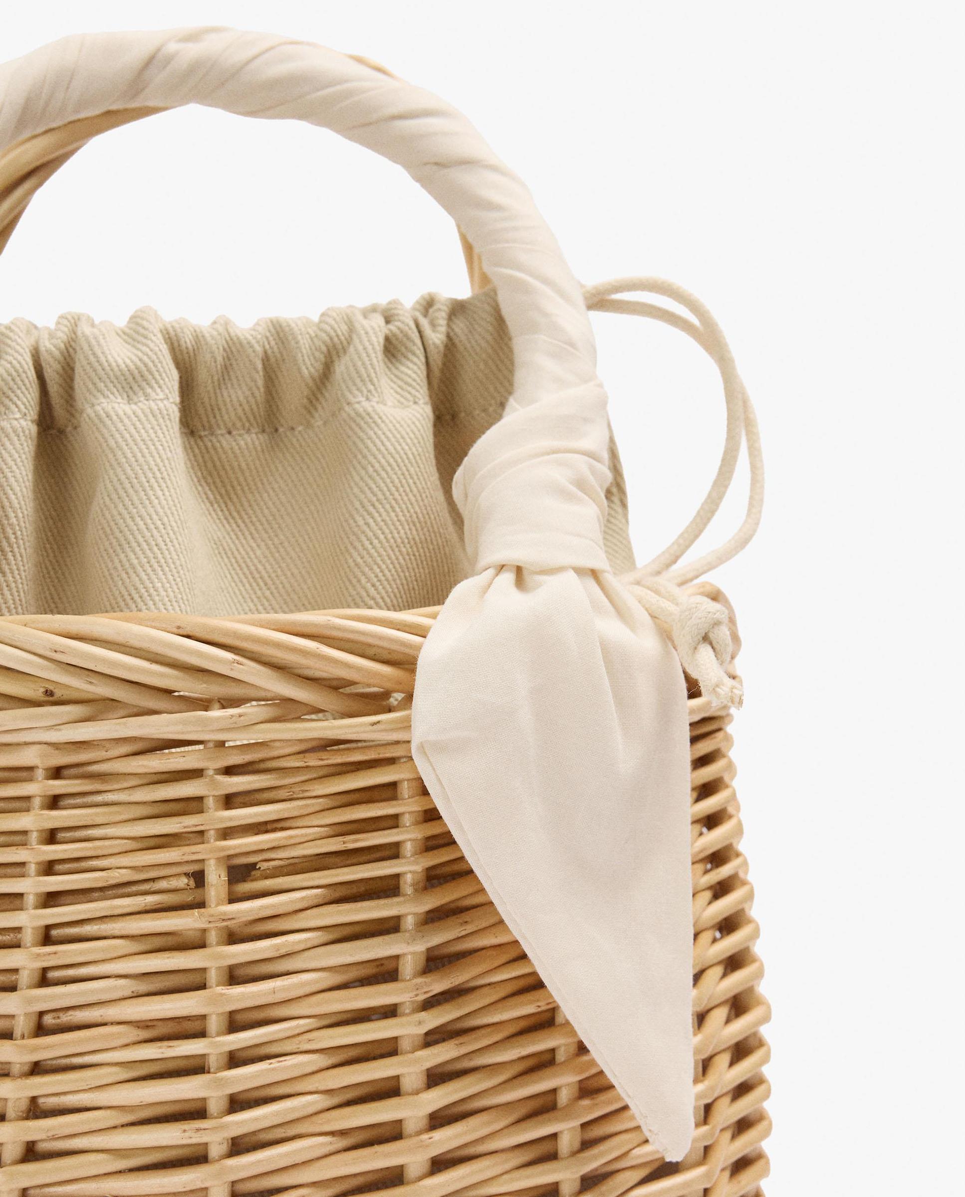 Bolso de mano estilo tote de mimbre con cierre de cuerda en liso - Parfois - Natural Natural-3