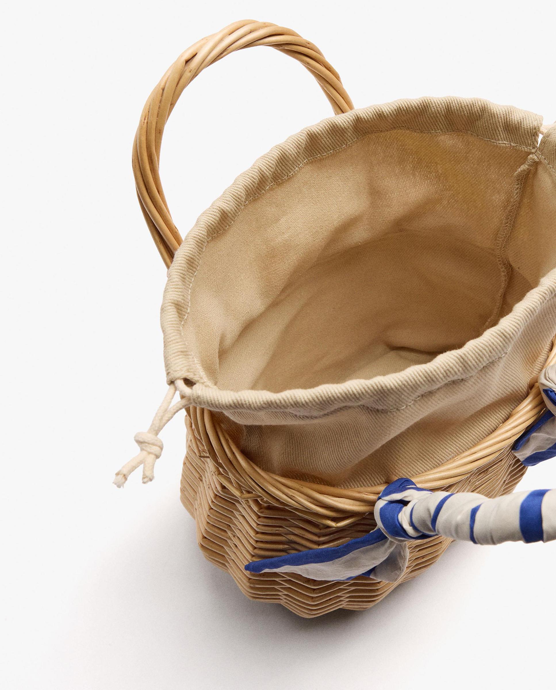 Bolso de mano estilo tote de mimbre con cierre de cuerda en liso - Parfois - Azul Azul-4