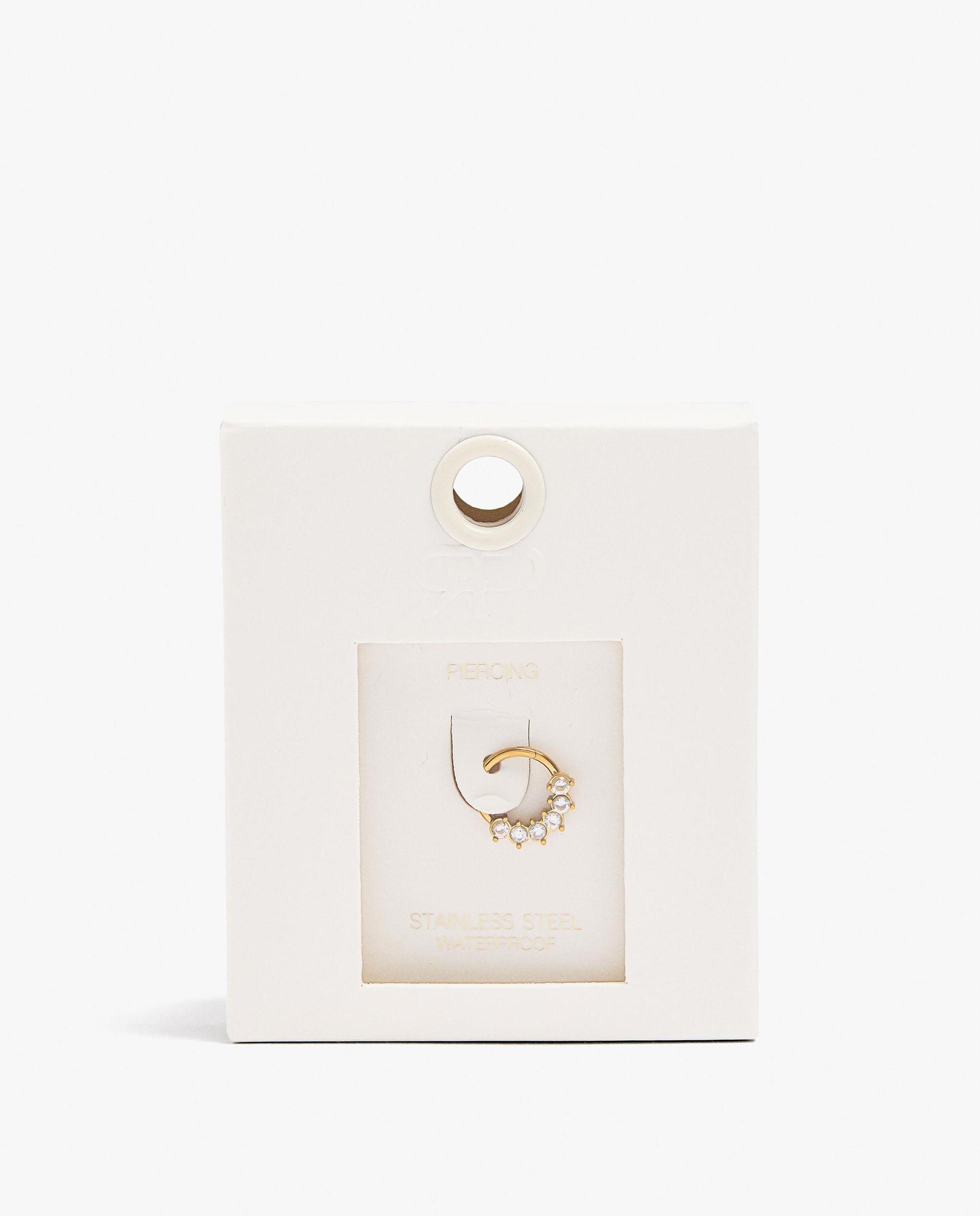 Piercing de acero inoxidable con circonitas - Parfois - Blanco Blanco-3
