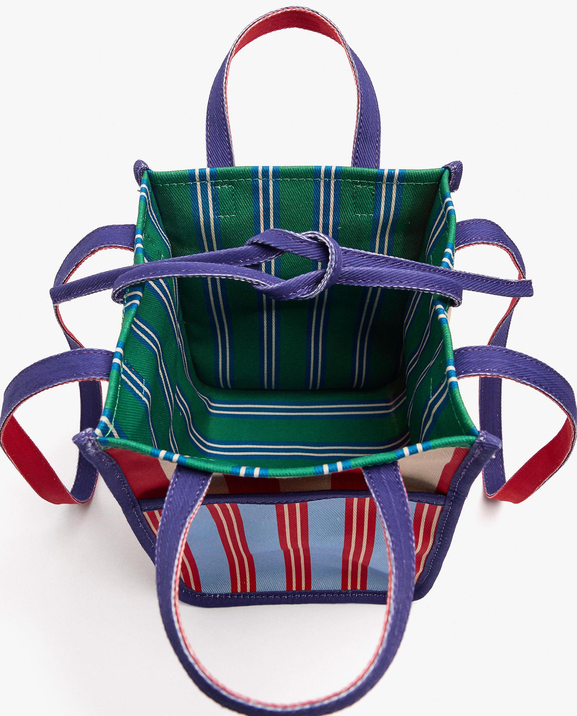 Bolso de mano estilo tote 100% algodón convertible a bandolera con estampado de rayas - Parfois - Multicolor Multicolor-5