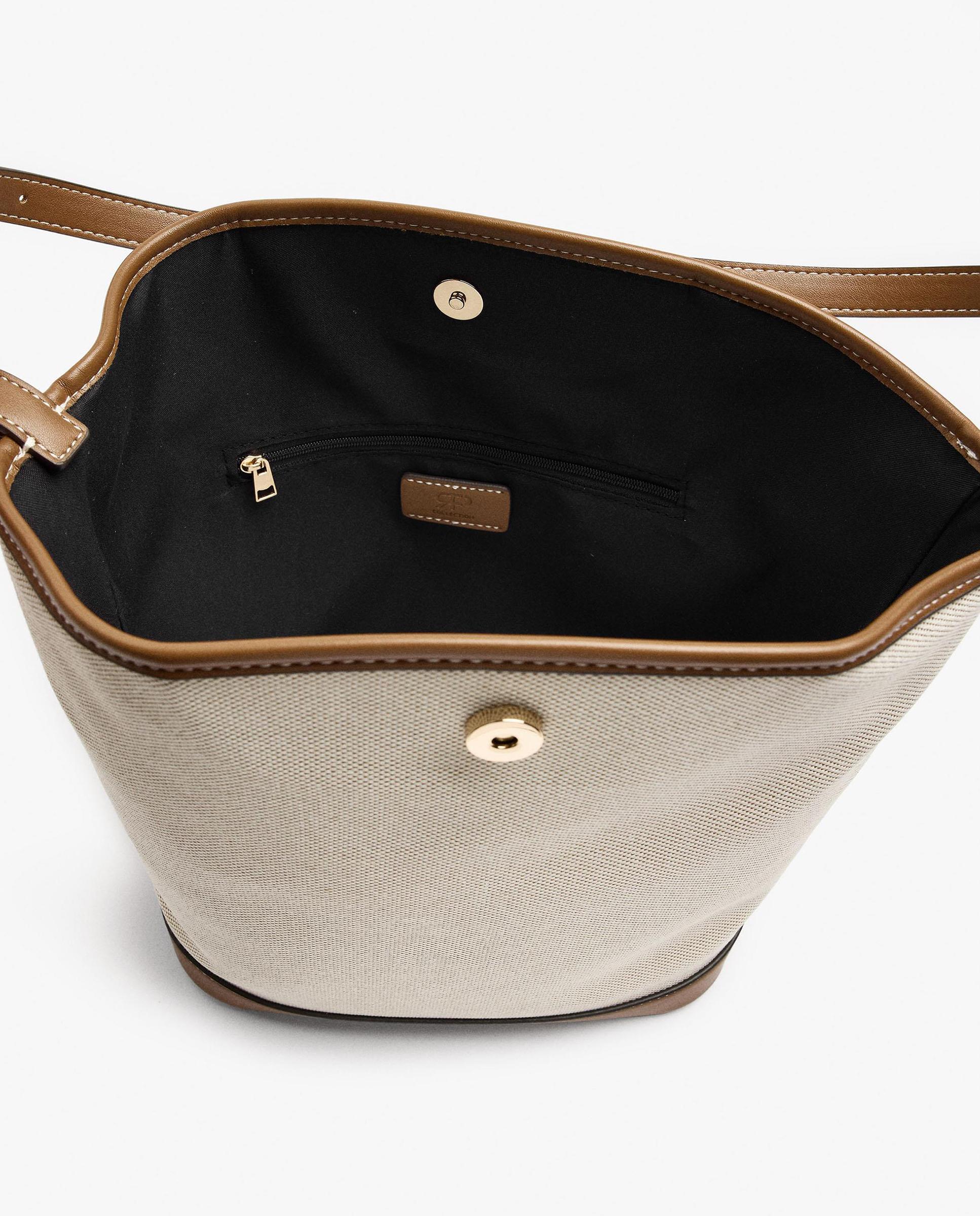 Bandolera de mujer estilo bombonera con cierre imantado en liso - Parfois - Beige Beige-5
