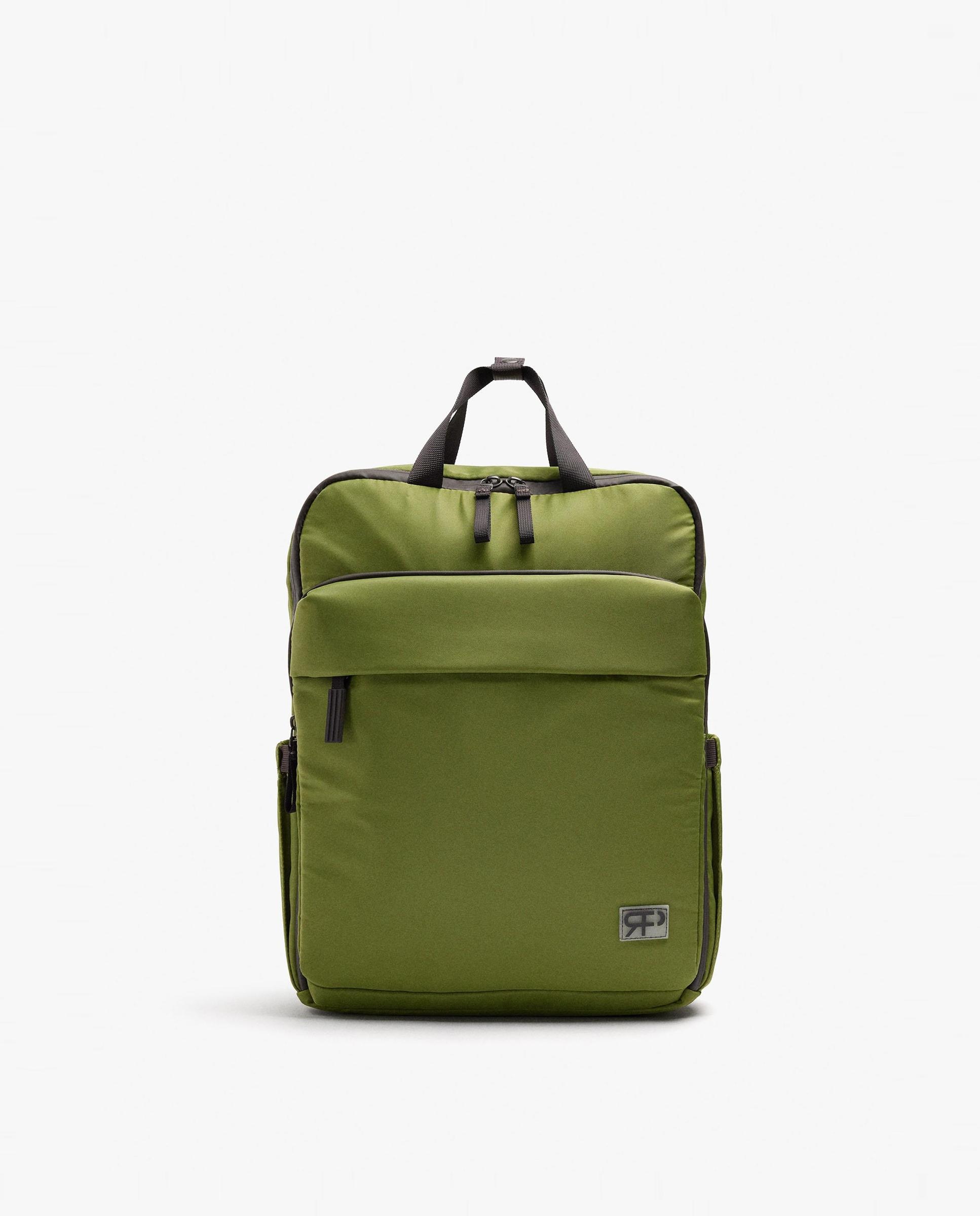 Mochila de mujer con varios compartimentos y cierre de cremallera en liso - Parfois - Verde Verde-1