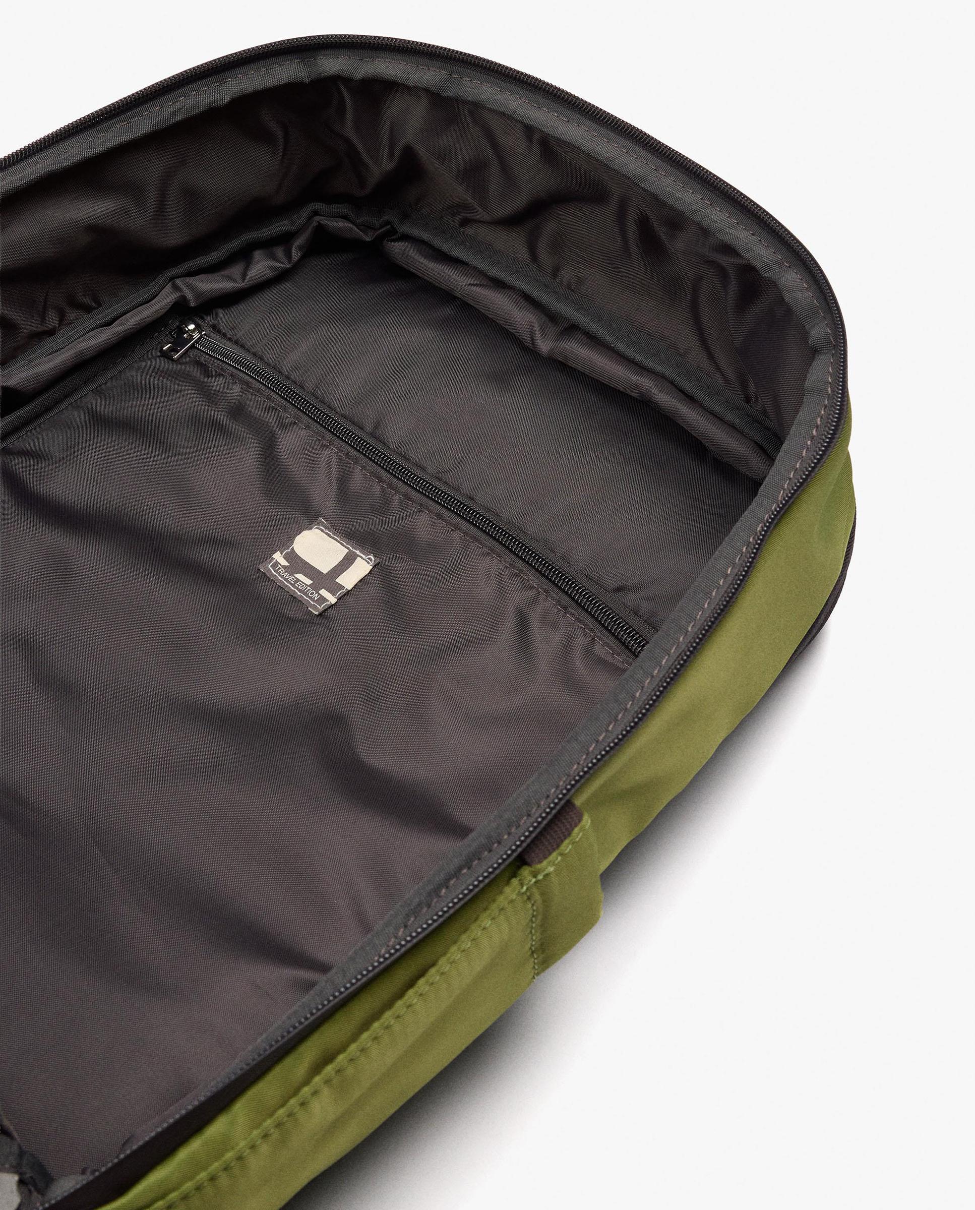 Mochila de mujer con varios compartimentos y cierre de cremallera en liso - Parfois - Verde Verde-7