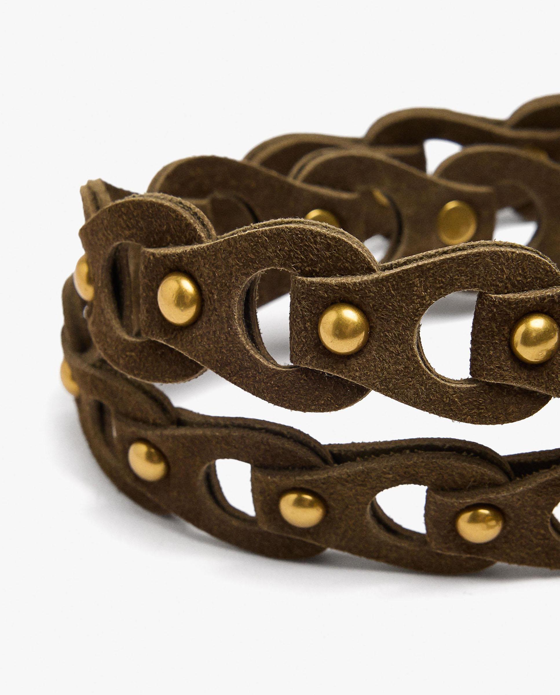 Cinturón trenzado de mujer trenzado con aros en liso - Parfois - Kaki Kaki-3