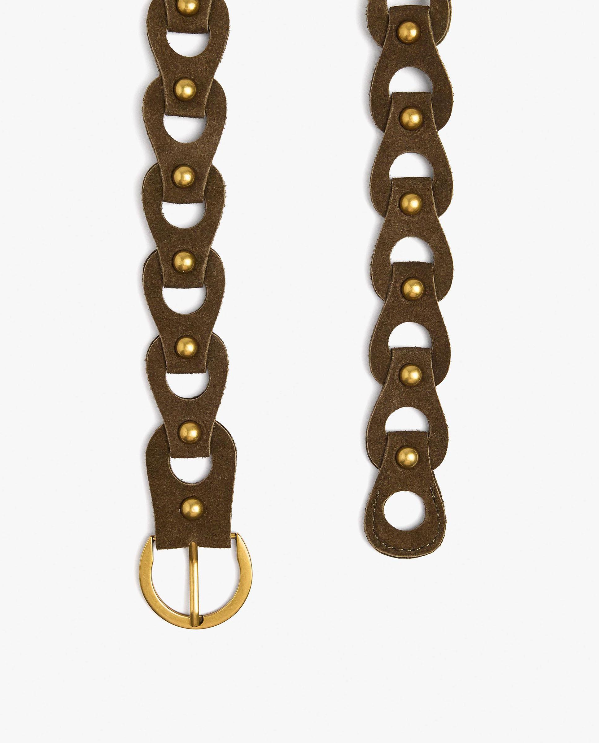 Cinturón trenzado de mujer trenzado con aros en liso - Parfois - Kaki Kaki-2
