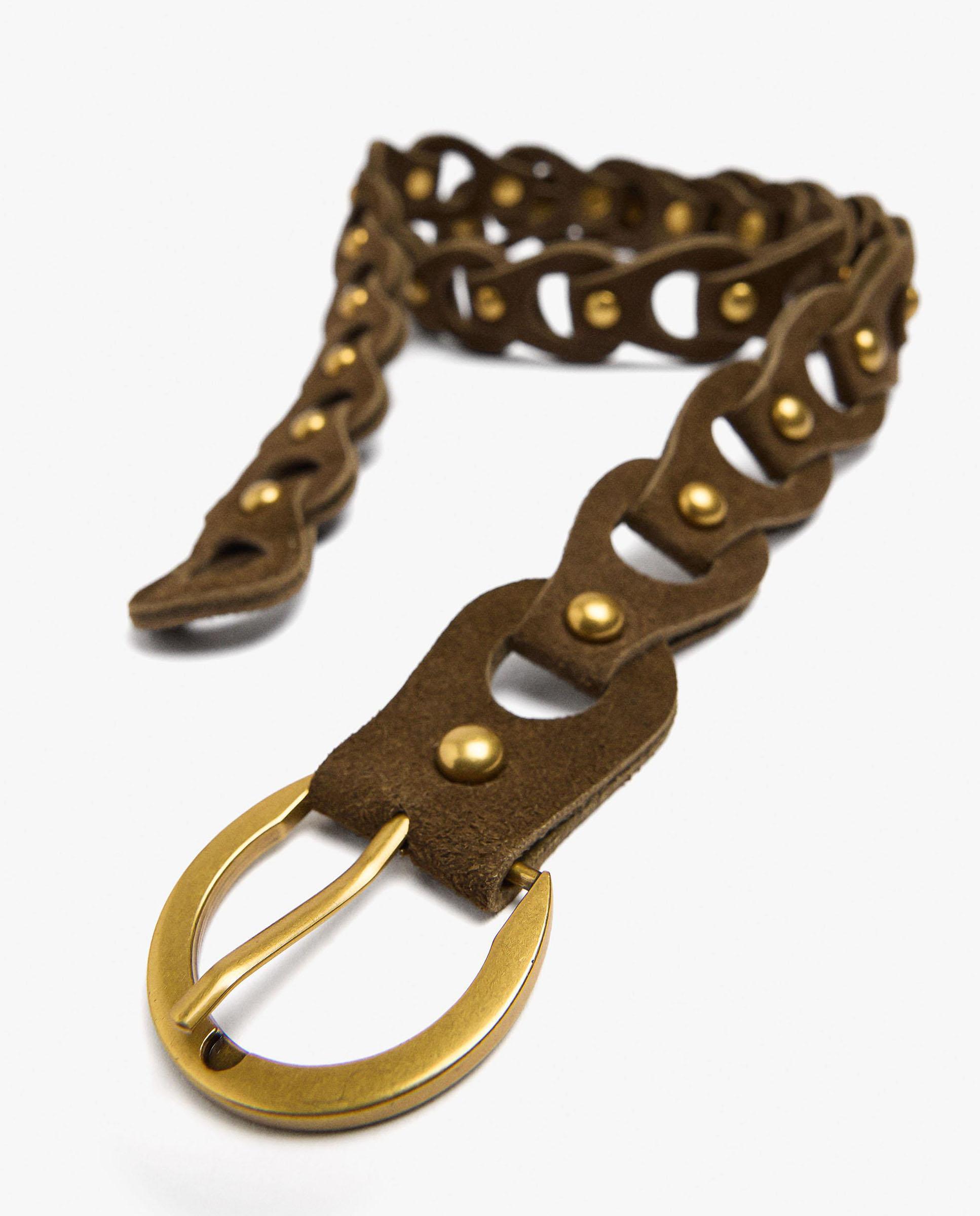Cinturón trenzado de mujer trenzado con aros en liso - Parfois - Kaki Kaki-4