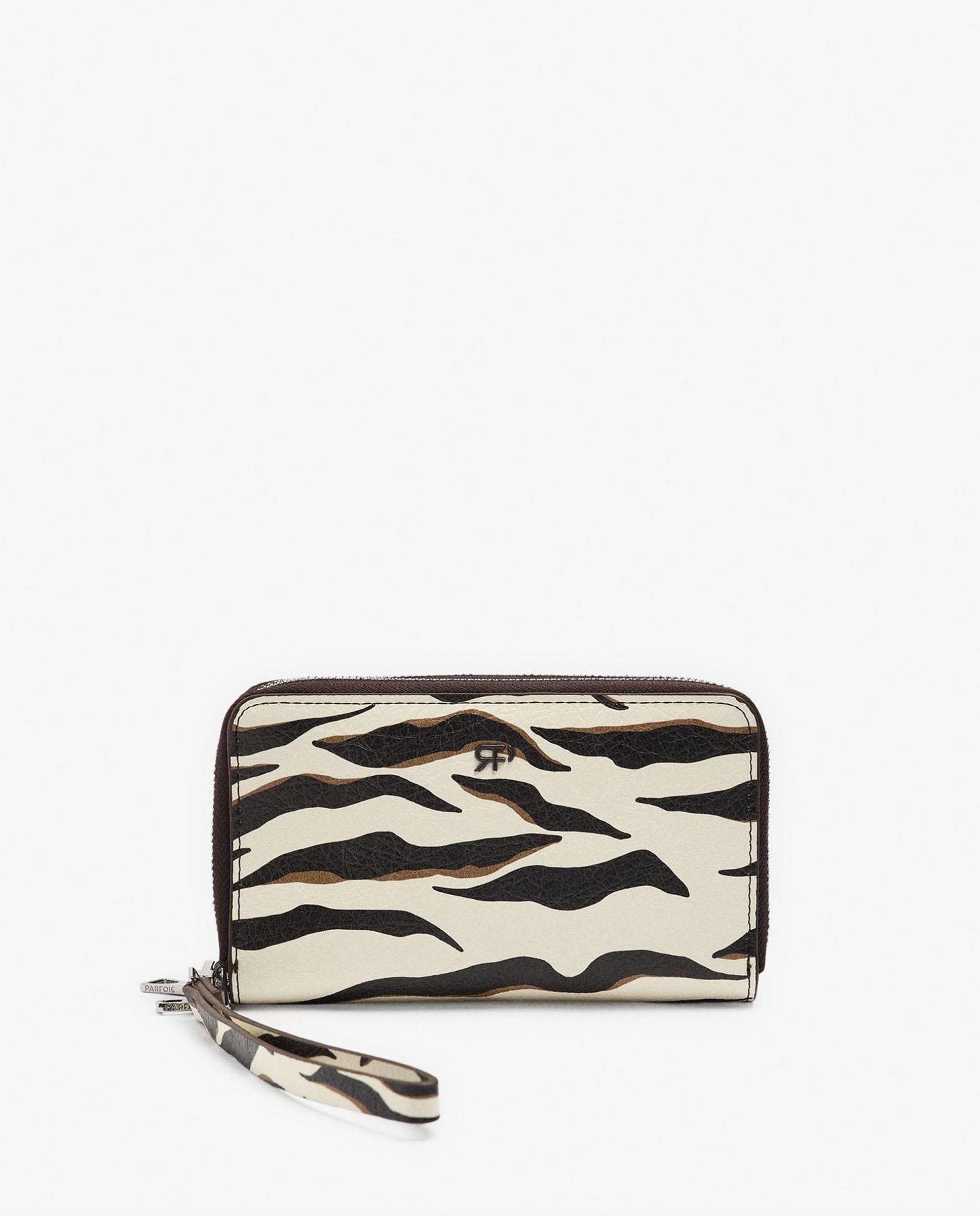 Cartera de mujer mediana con cierre de cremallera y estampado animal print - Parfois - Multicolor Multicolor-1