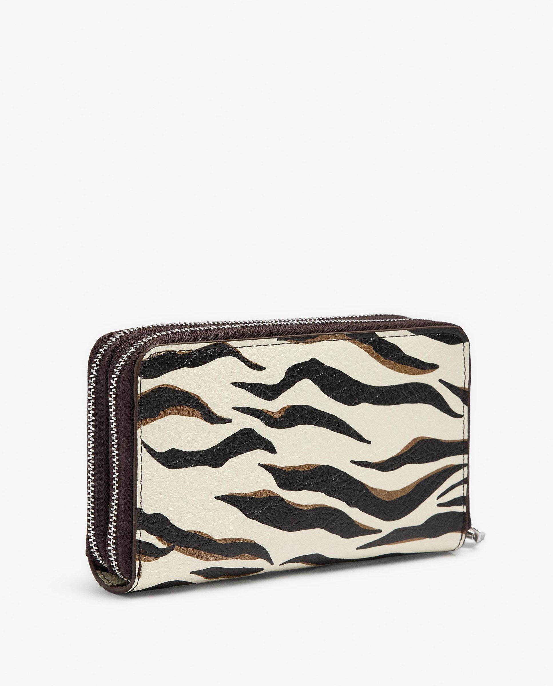 Cartera de mujer mediana con cierre de cremallera y estampado animal print - Parfois - Multicolor Multicolor-2