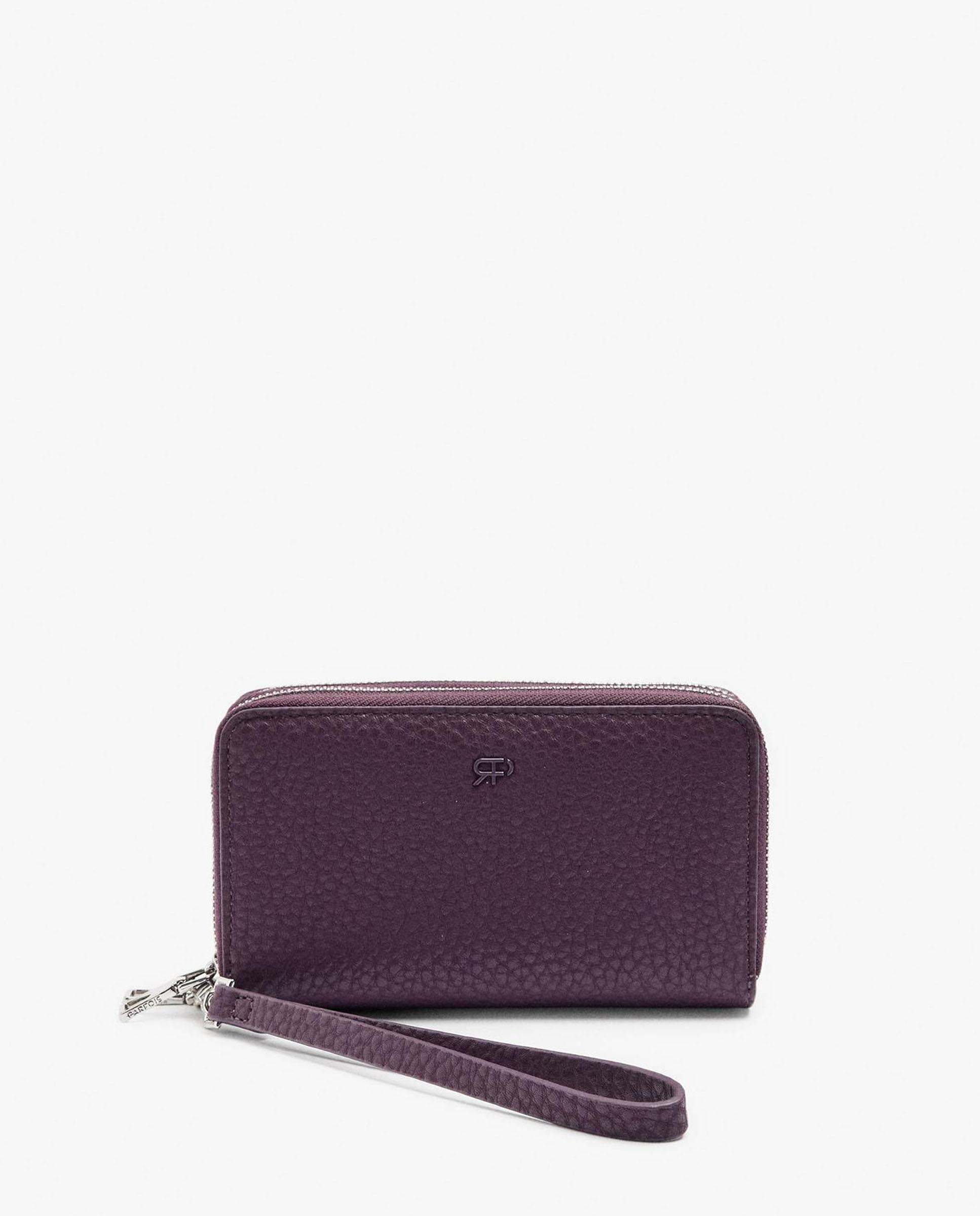 Cartera de mujer mediana con cierre de cremallera en liso - Parfois - Morado Morado-1