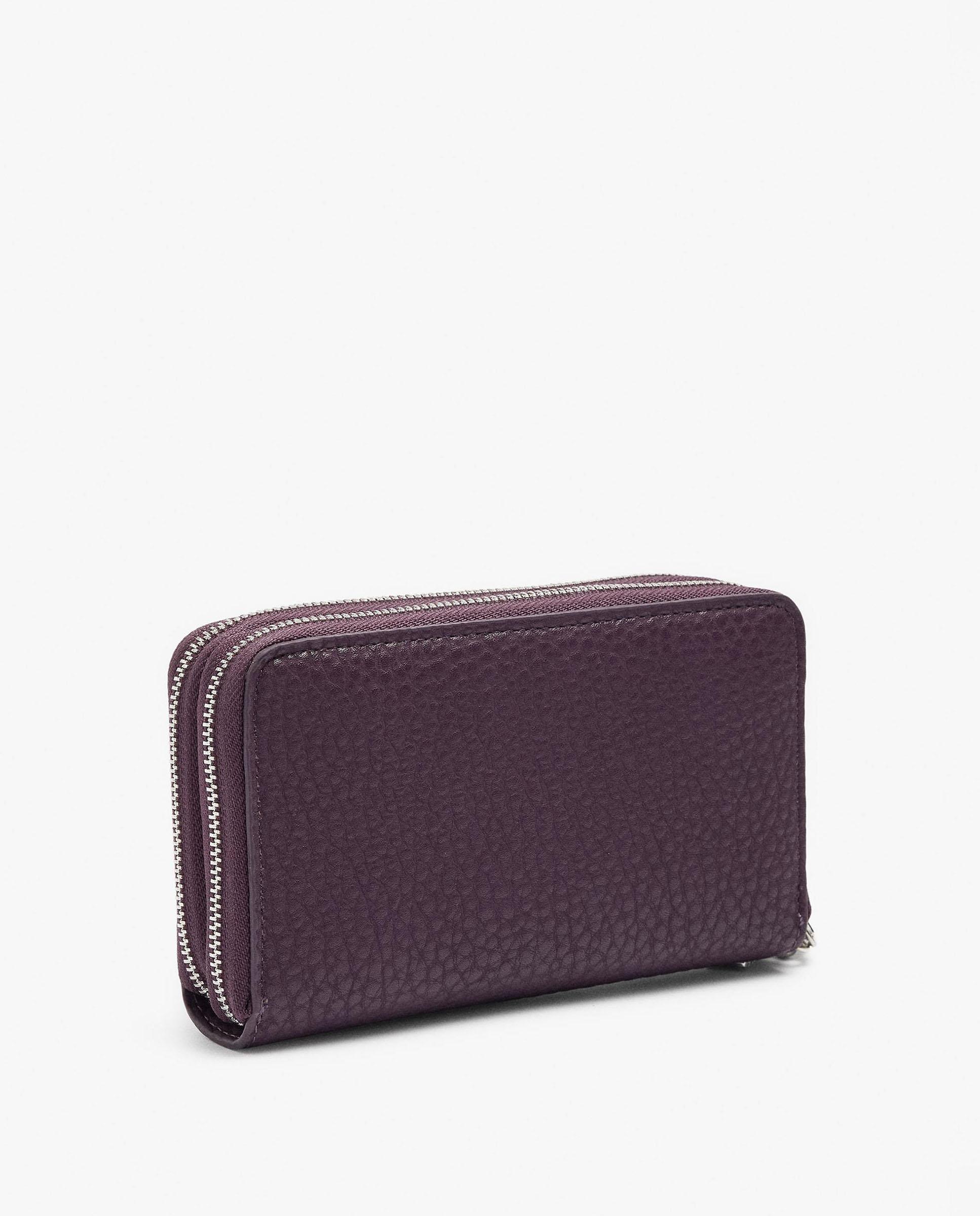 Cartera de mujer mediana con cierre de cremallera en liso - Parfois - Morado Morado-2