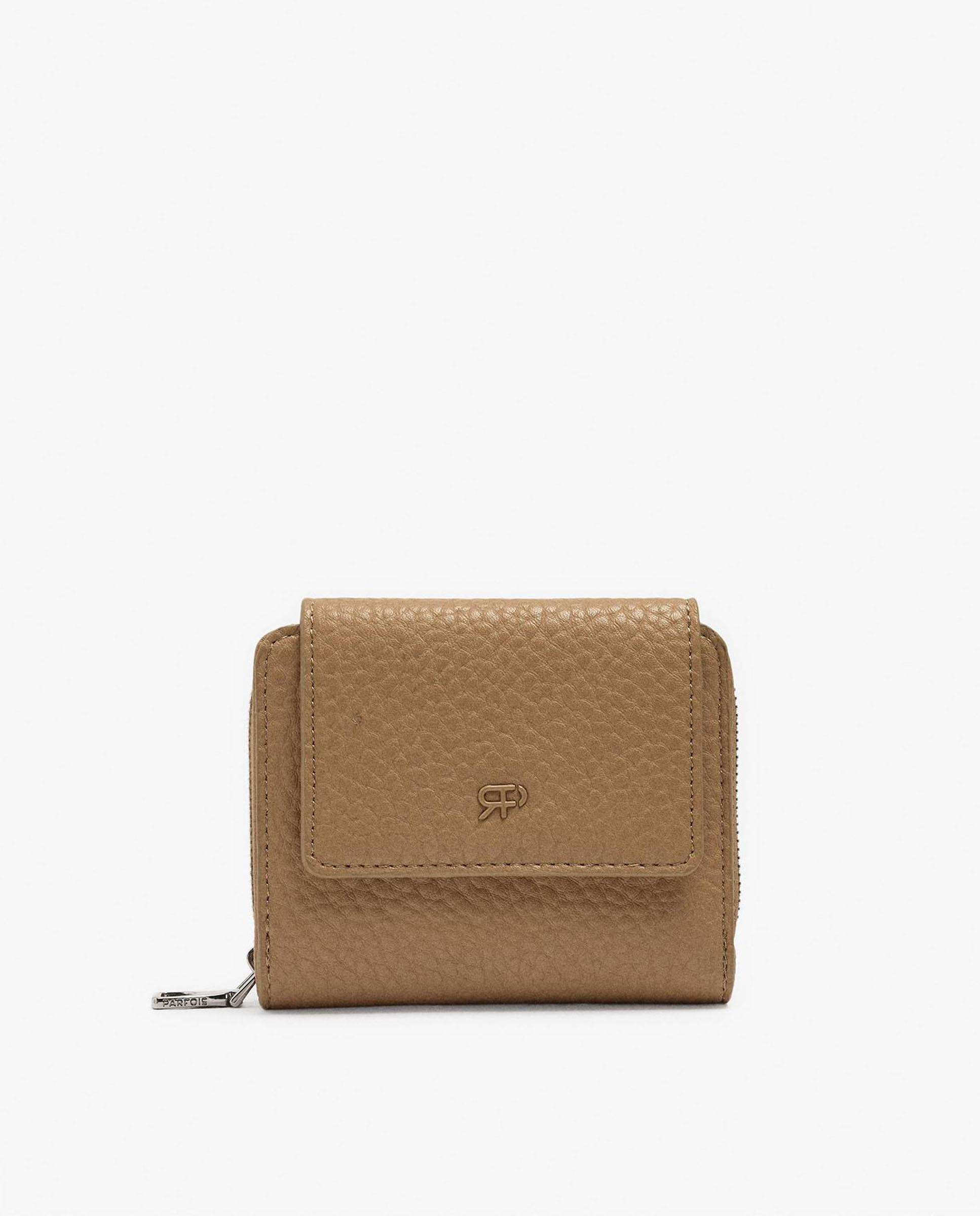 Cartera de mujer pequeña con cierre de cremallera en liso - Parfois - Camel Camel-1