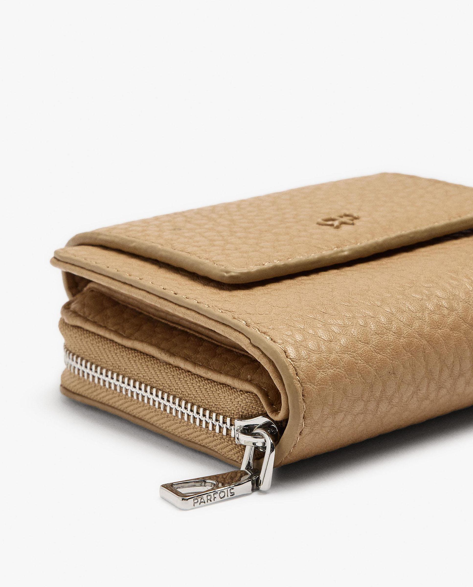Cartera de mujer pequeña con cierre de cremallera en liso - Parfois - Camel Camel-3
