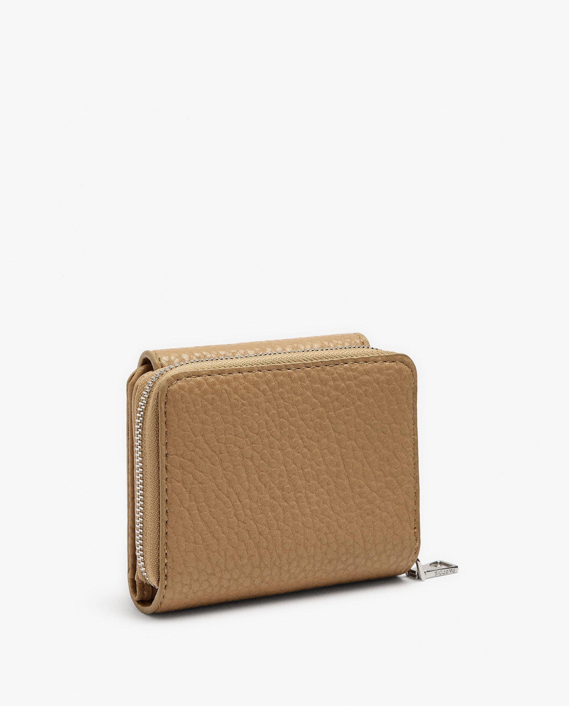 Cartera de mujer pequeña con cierre de cremallera en liso - Parfois - Camel Camel-2
