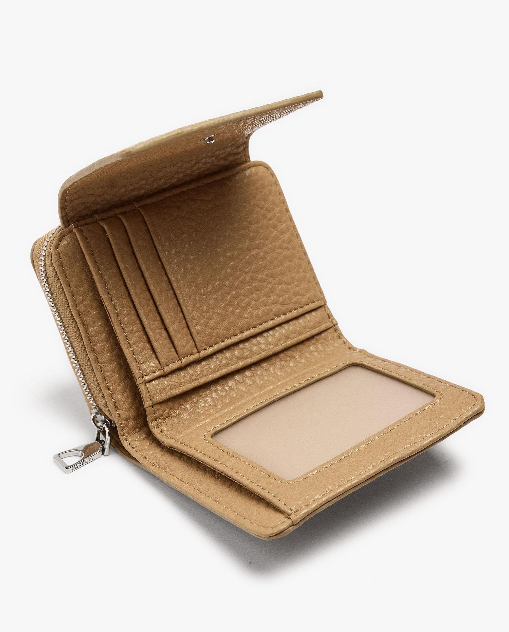 Cartera de mujer pequeña con cierre de cremallera en liso - Parfois - Camel Camel-4