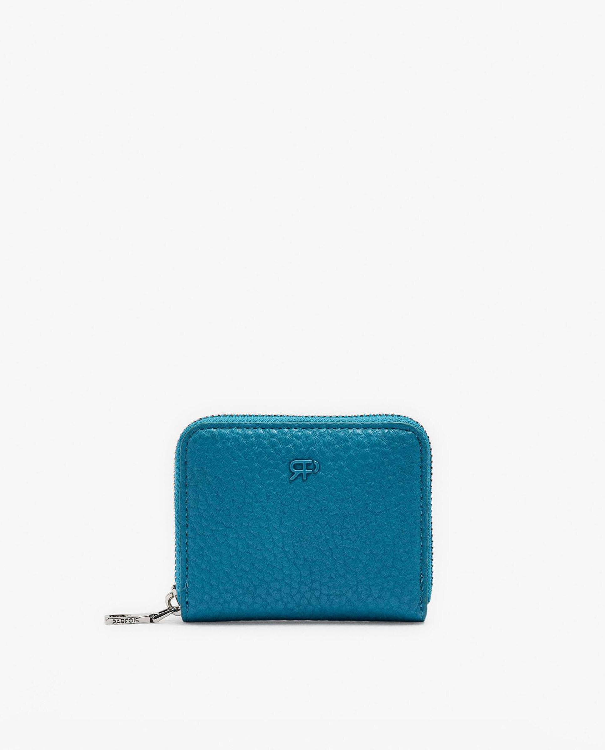 Cartera de mujer pequeña con cierre de cremallera en liso - Parfois - Azul Azul-1