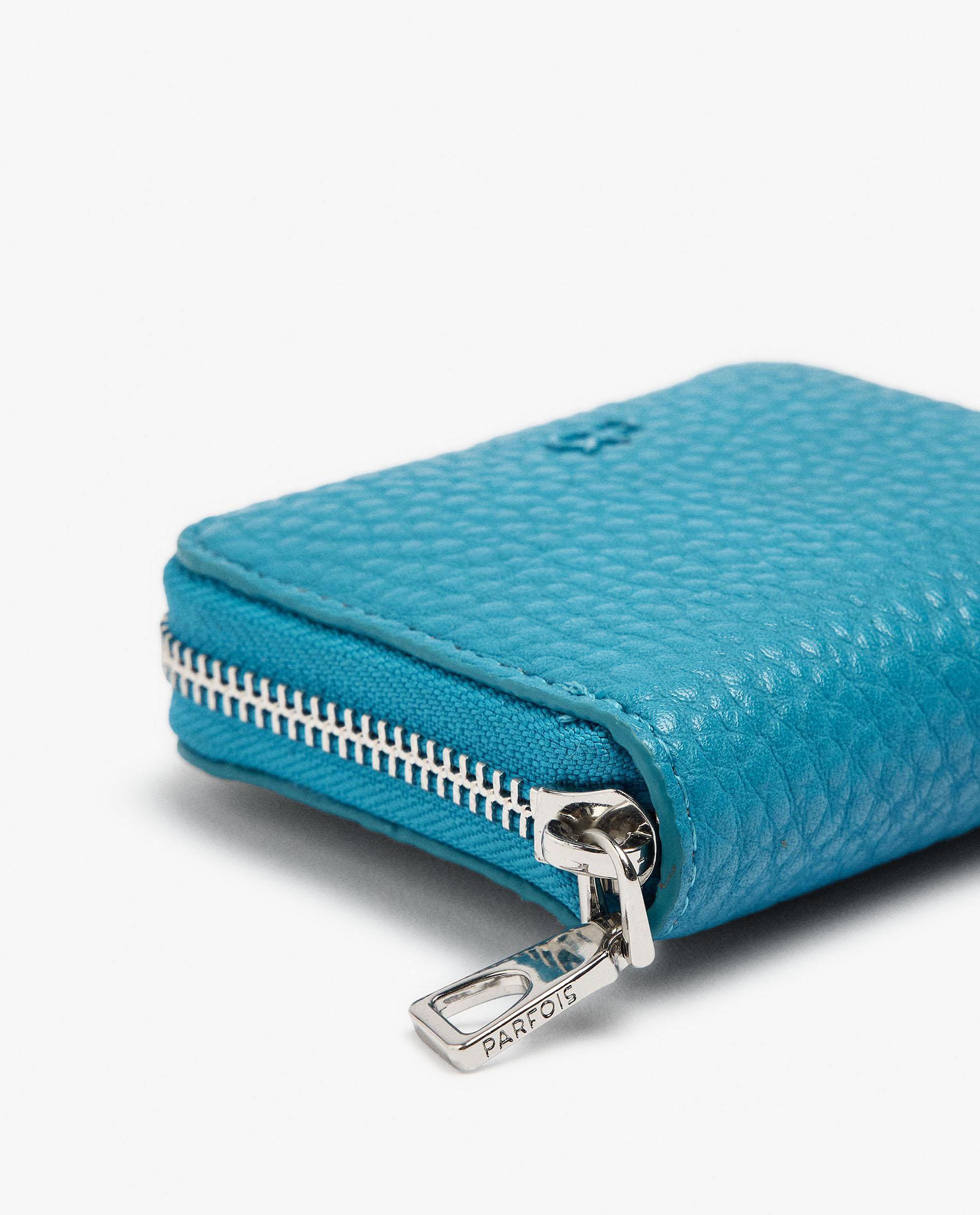 Cartera de mujer pequeña con cierre de cremallera en liso - Parfois - Azul Azul-3