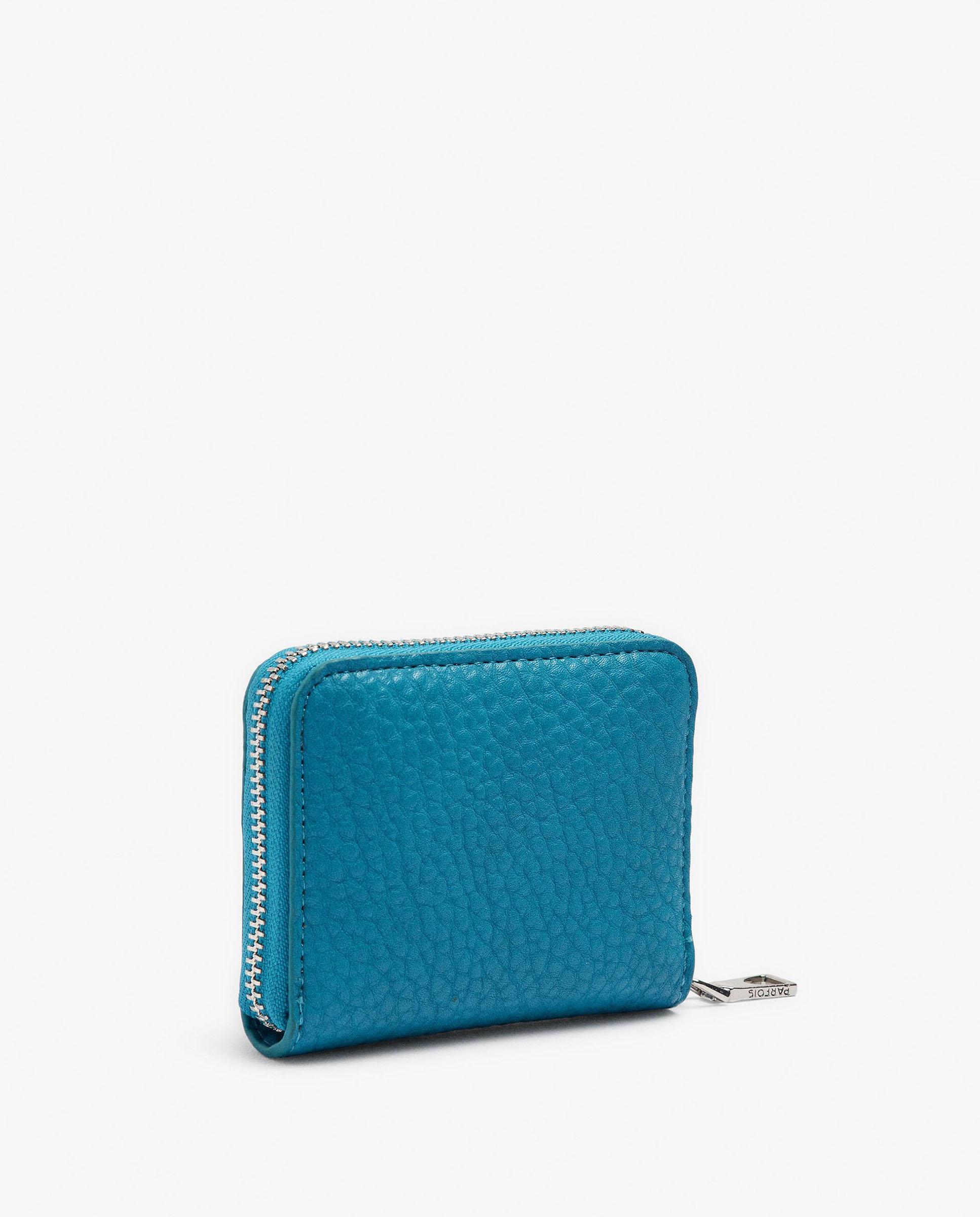 Cartera de mujer pequeña con cierre de cremallera en liso - Parfois - Azul Azul-2