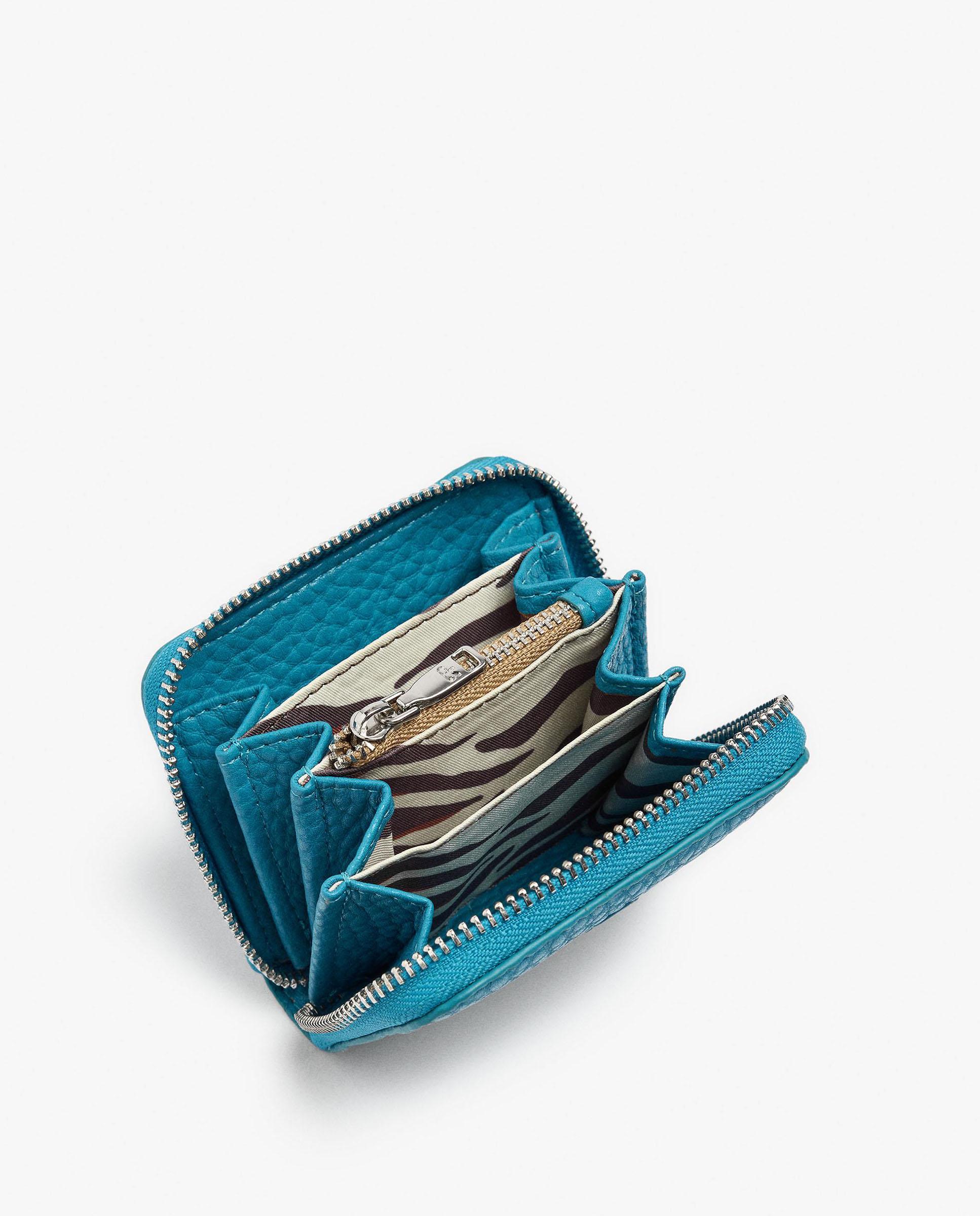 Cartera de mujer pequeña con cierre de cremallera en liso - Parfois - Azul Azul-4