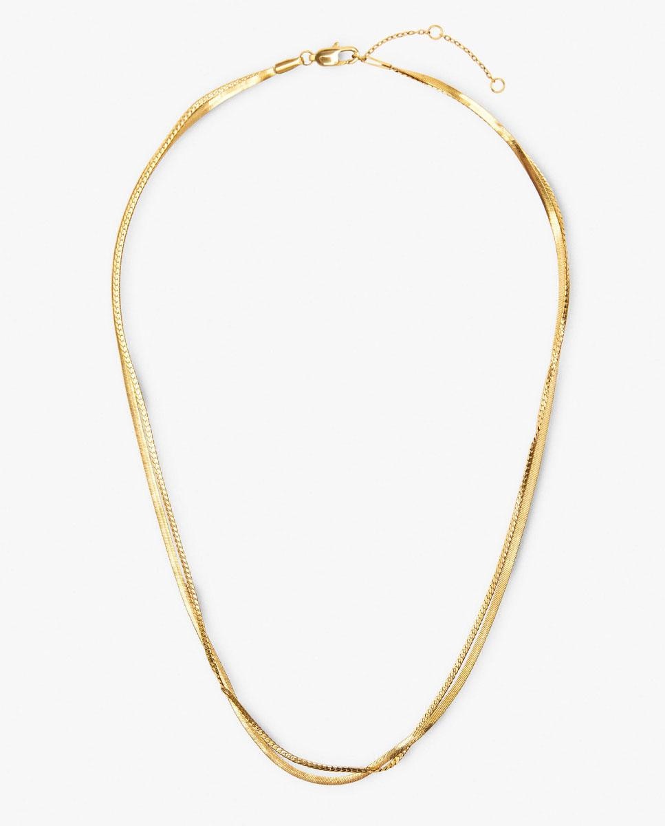 Collar de acero inoxidable doble corto - Parfois - Dorado Dorado-1