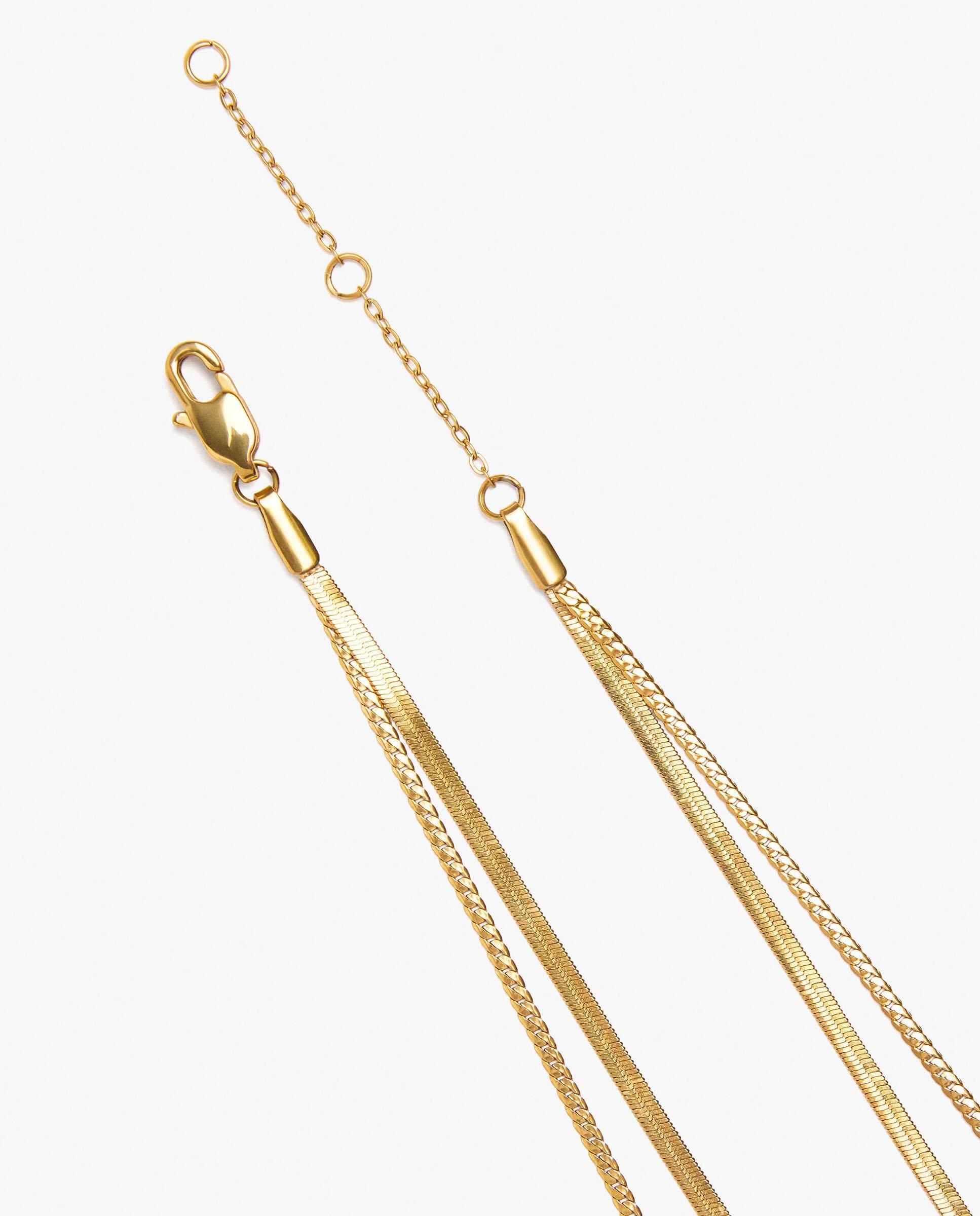 Collar de acero inoxidable doble corto - Parfois - Dorado Dorado-3
